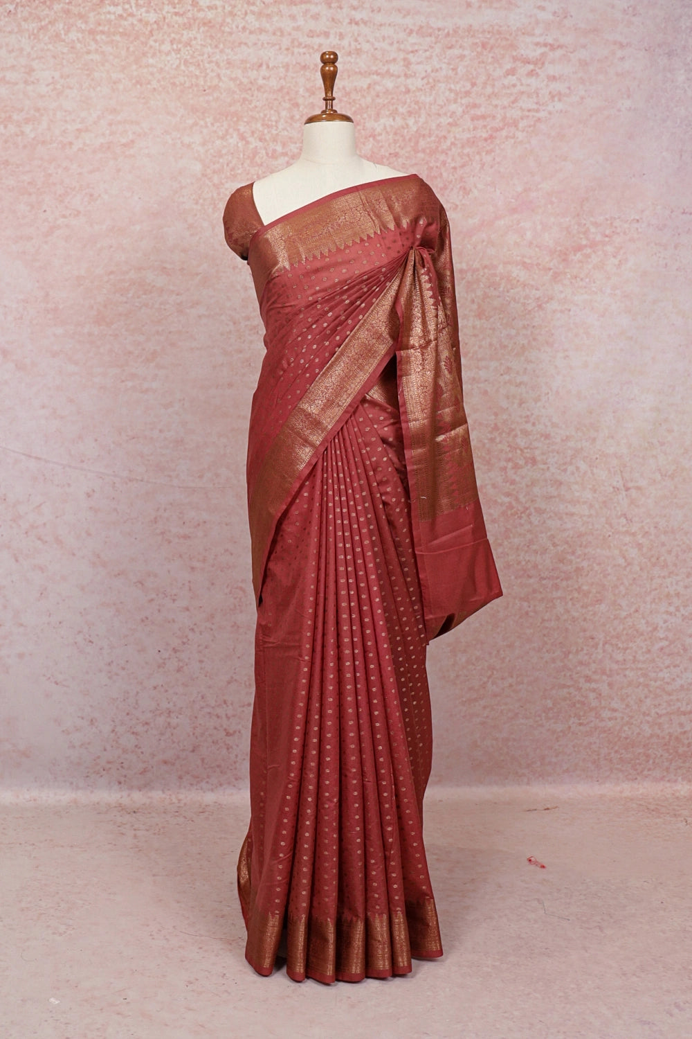 Maroon Semi Banarasi Saree