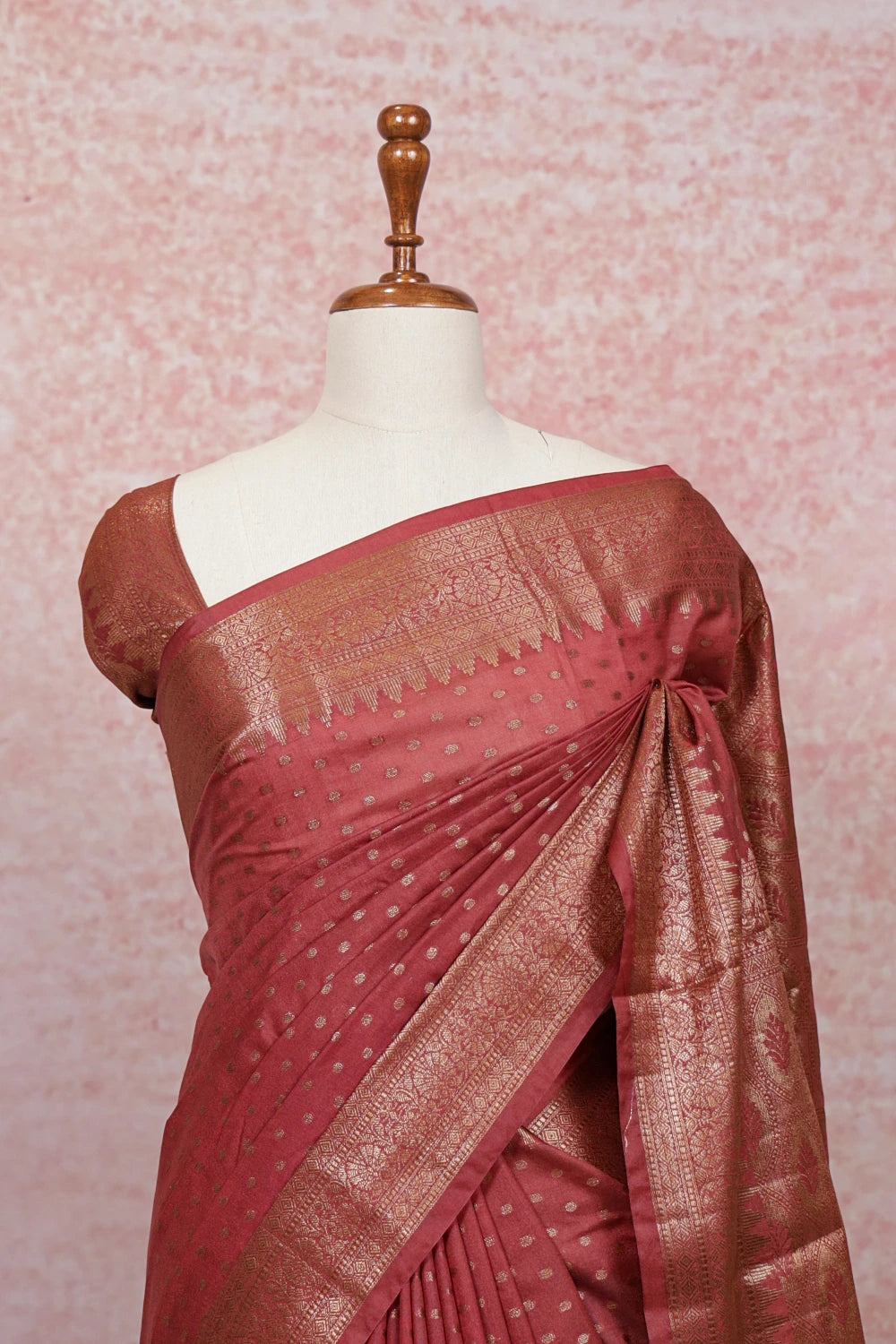 Maroon Semi Banarasi Saree