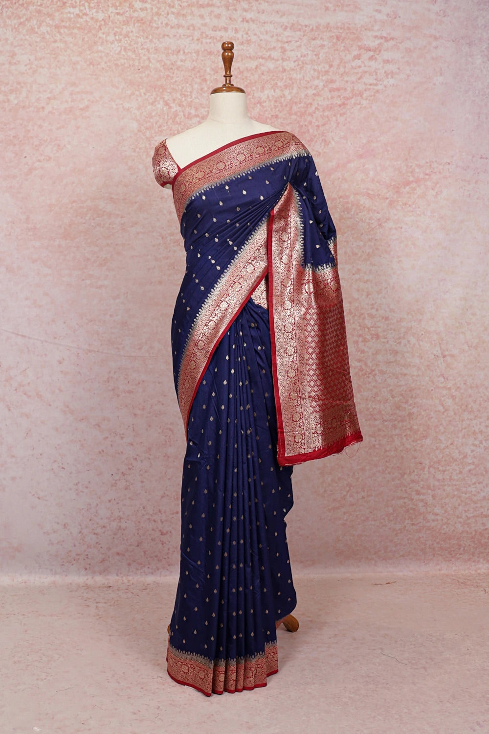 Navy Blue Semi Silk Saree