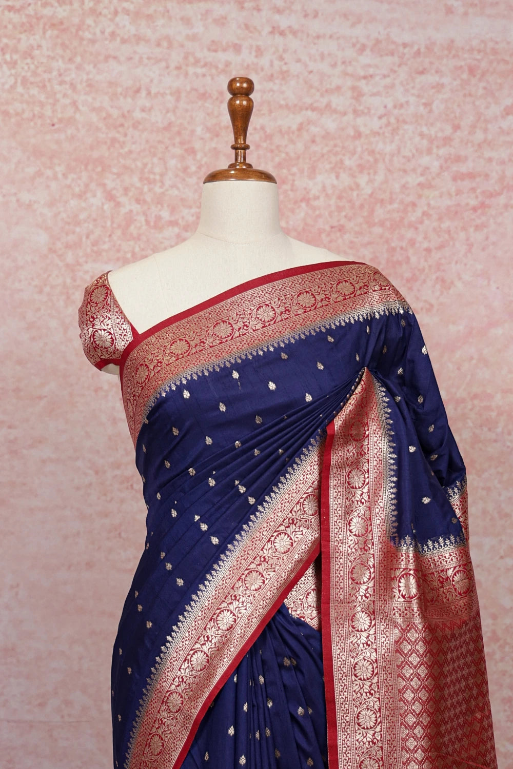 Navy Blue Semi Silk Saree