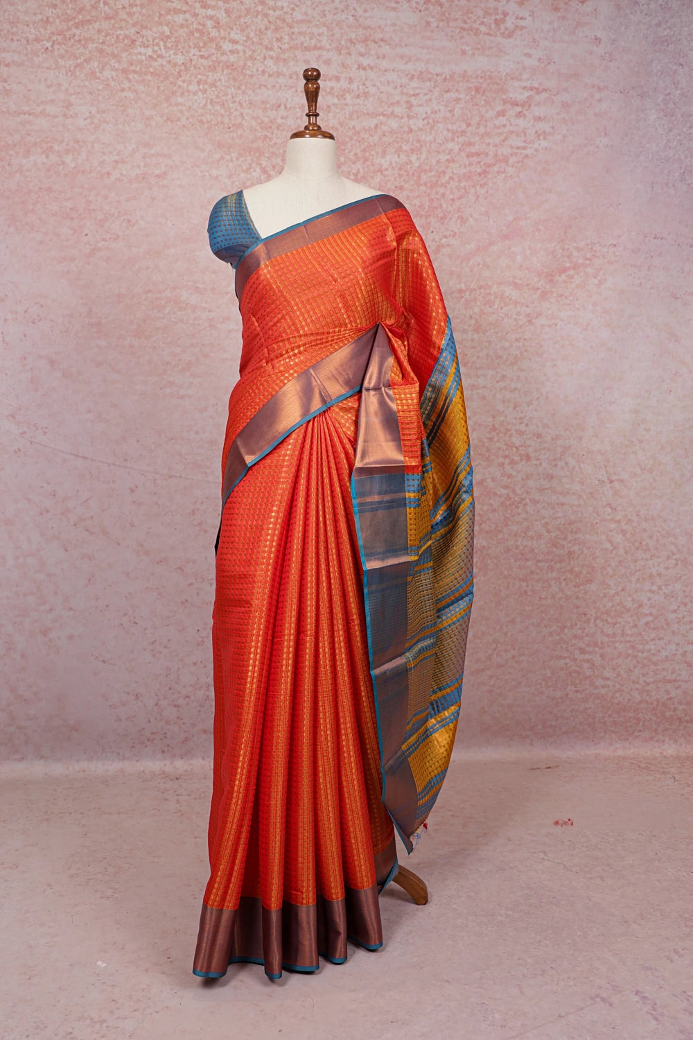 Orange Semi Silk Saree