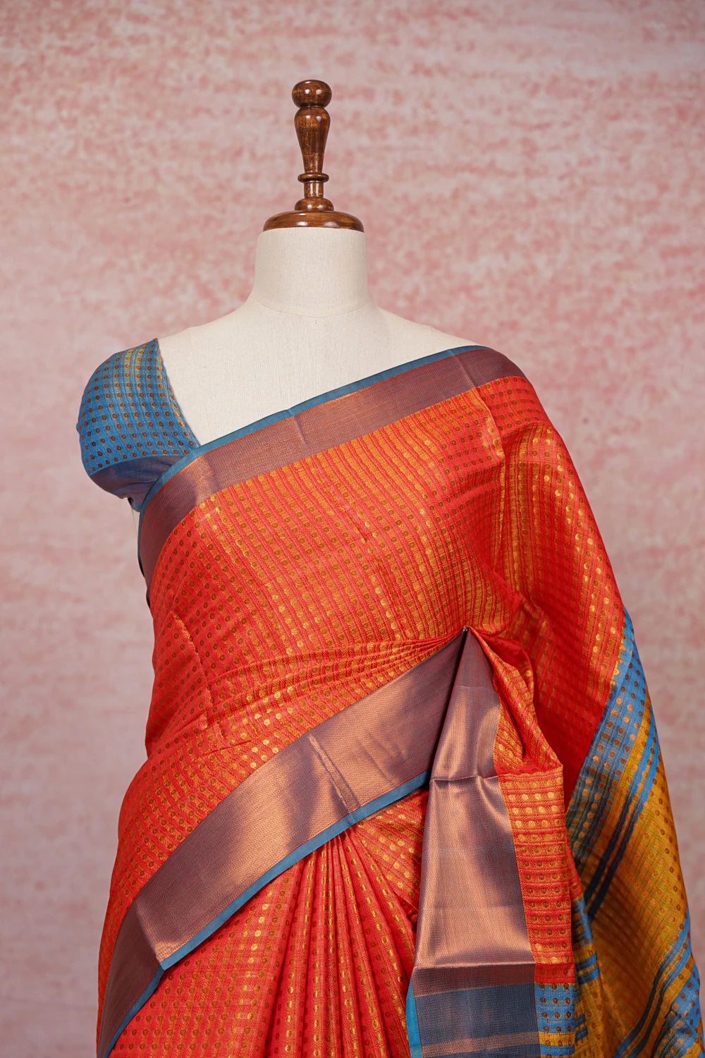 Orange Semi Silk Saree