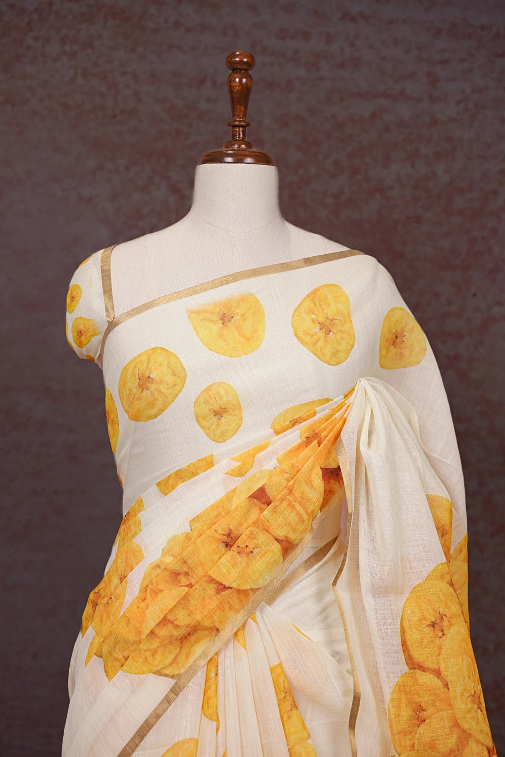 Off White Semi Linen Kerala Saree - Seematti