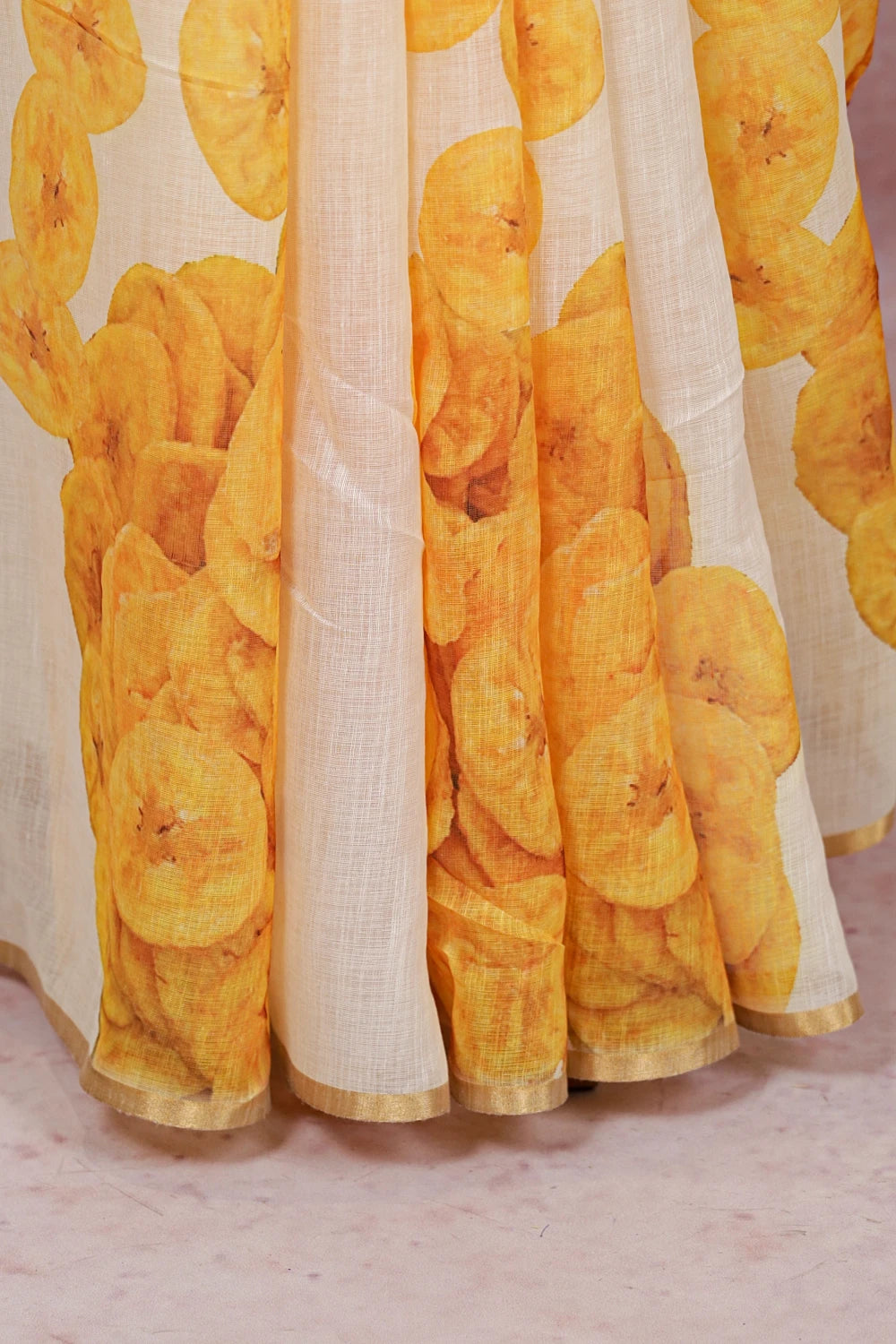 Off White Semi Linen Kerala Saree - Seematti