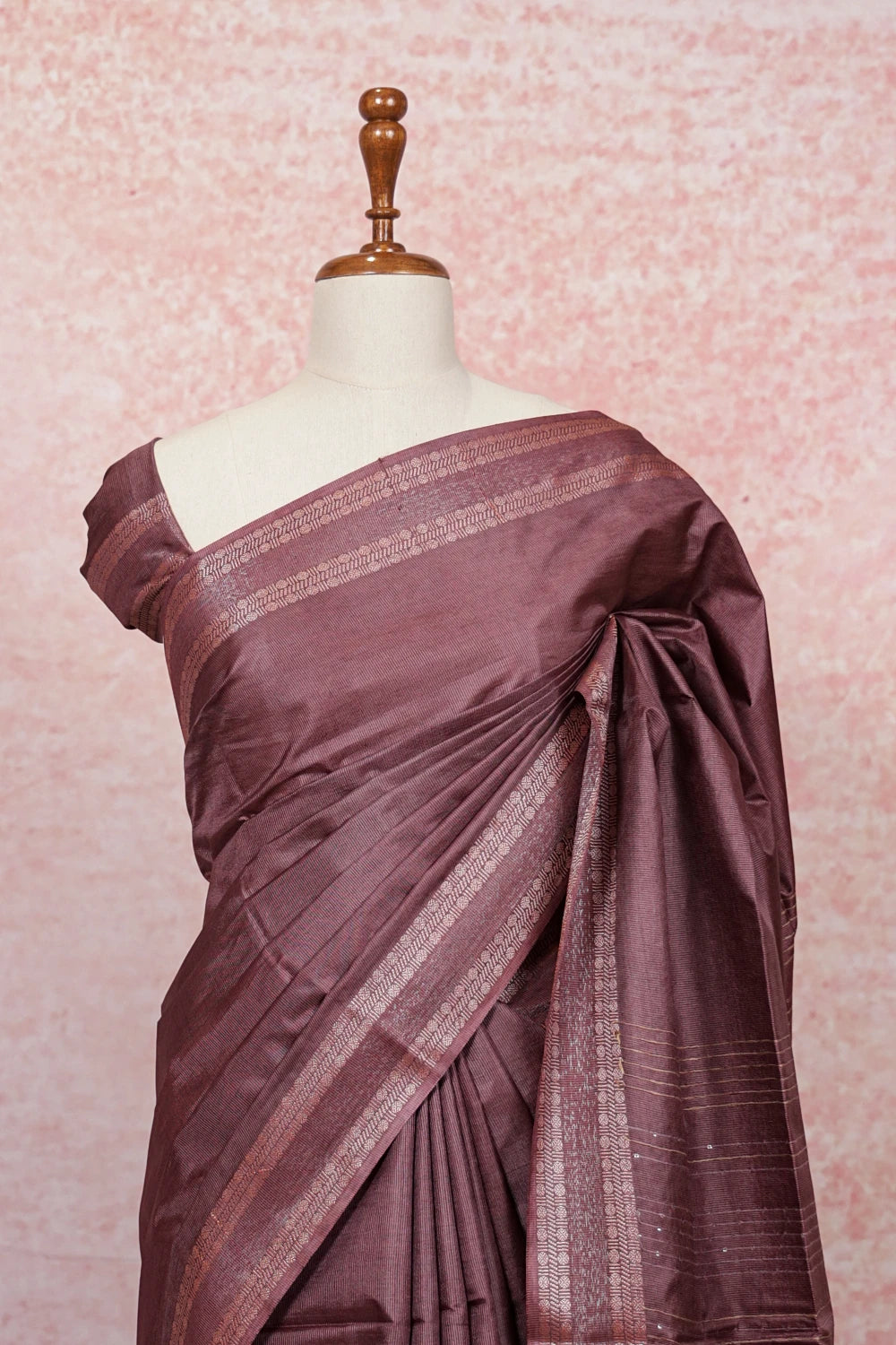 Chocolate Color Semi Tussar Saree