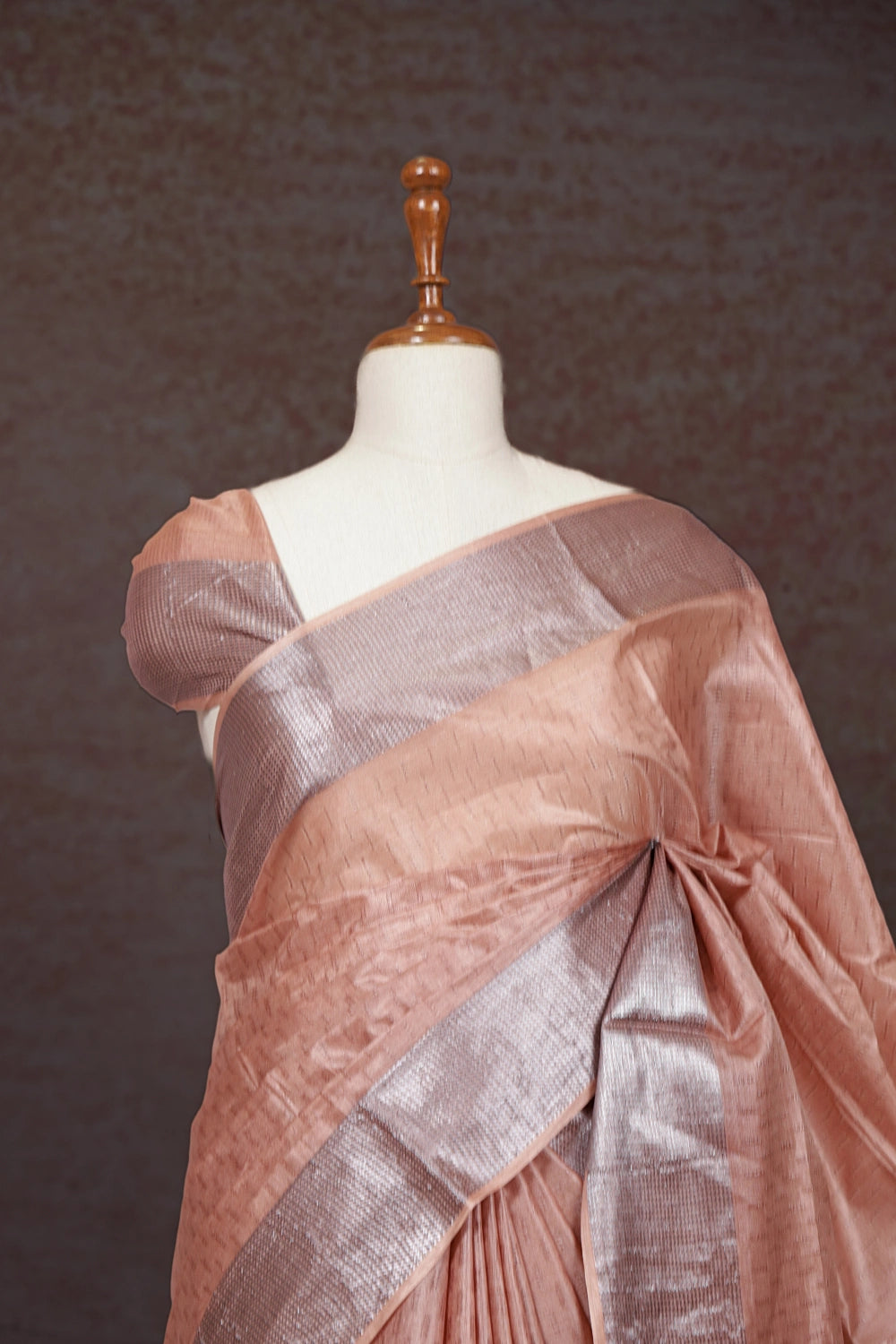 Pastel Peach Semi Silk Saree