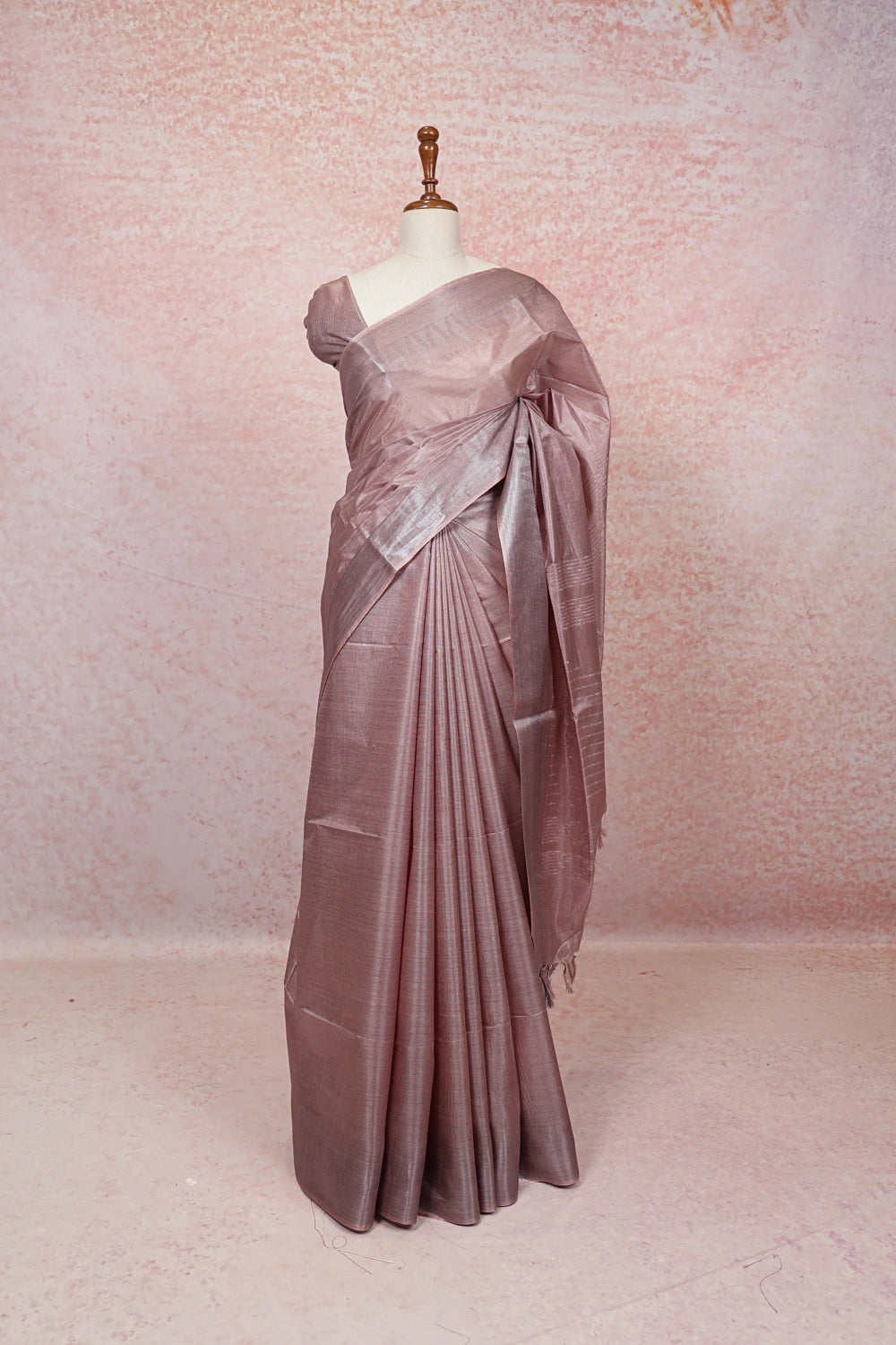 Onion Color Tussar Silk Saree