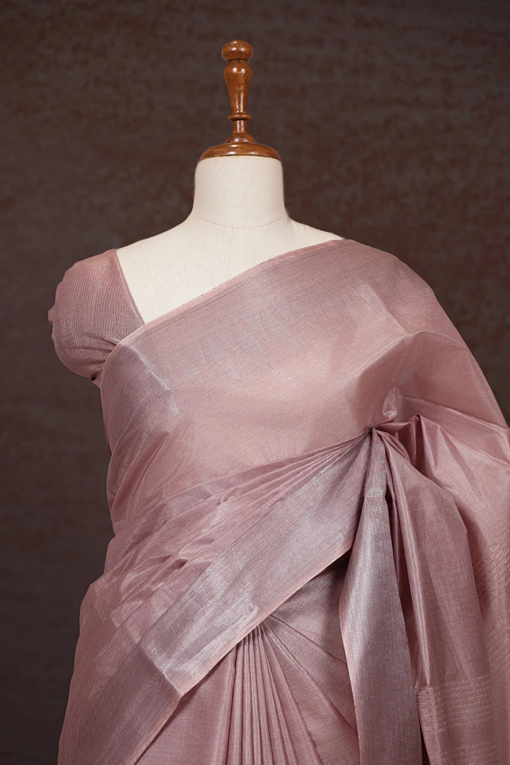 Onion Color Tussar Silk Saree