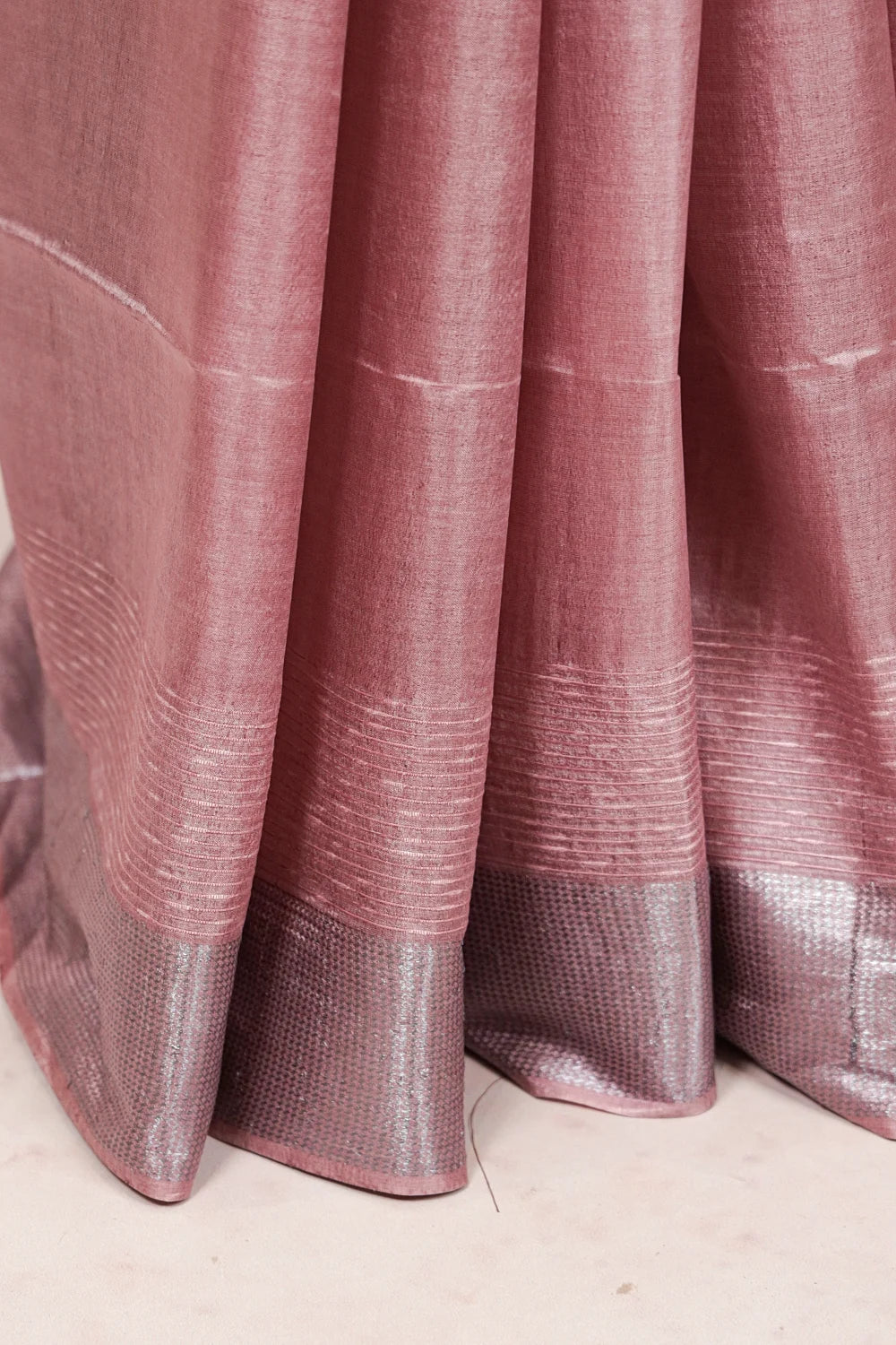 Onion Pink Tussar Silk Saree
