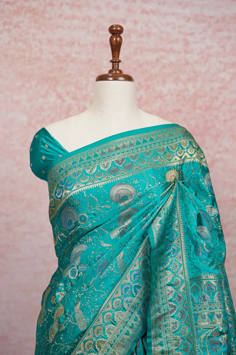 Sapphire Green Banarasi Silk Saree