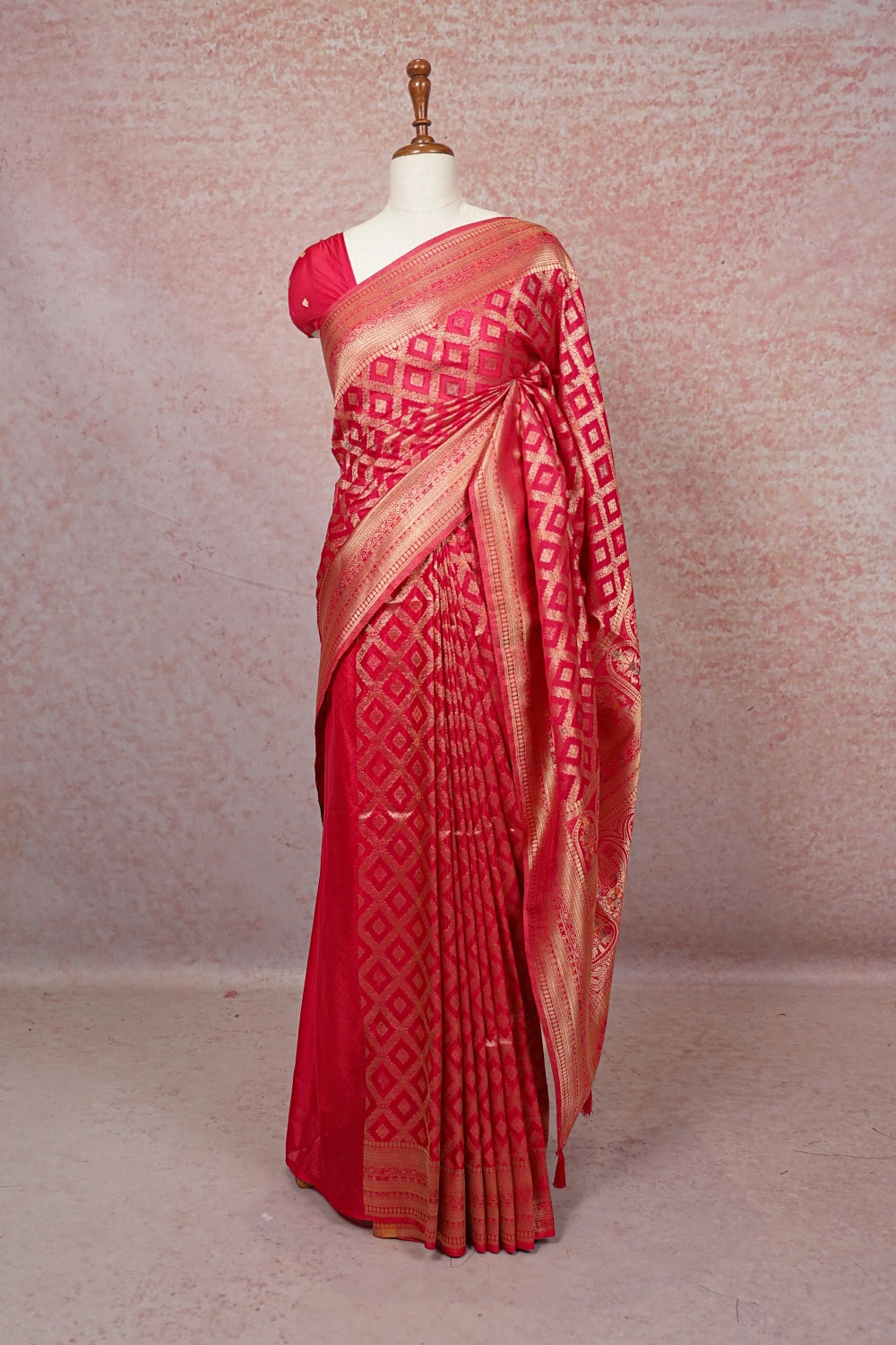 Magenta Pink Banarasi Saree