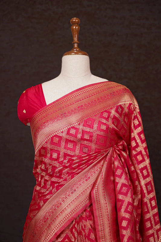 Magenta Pink Banarasi Saree