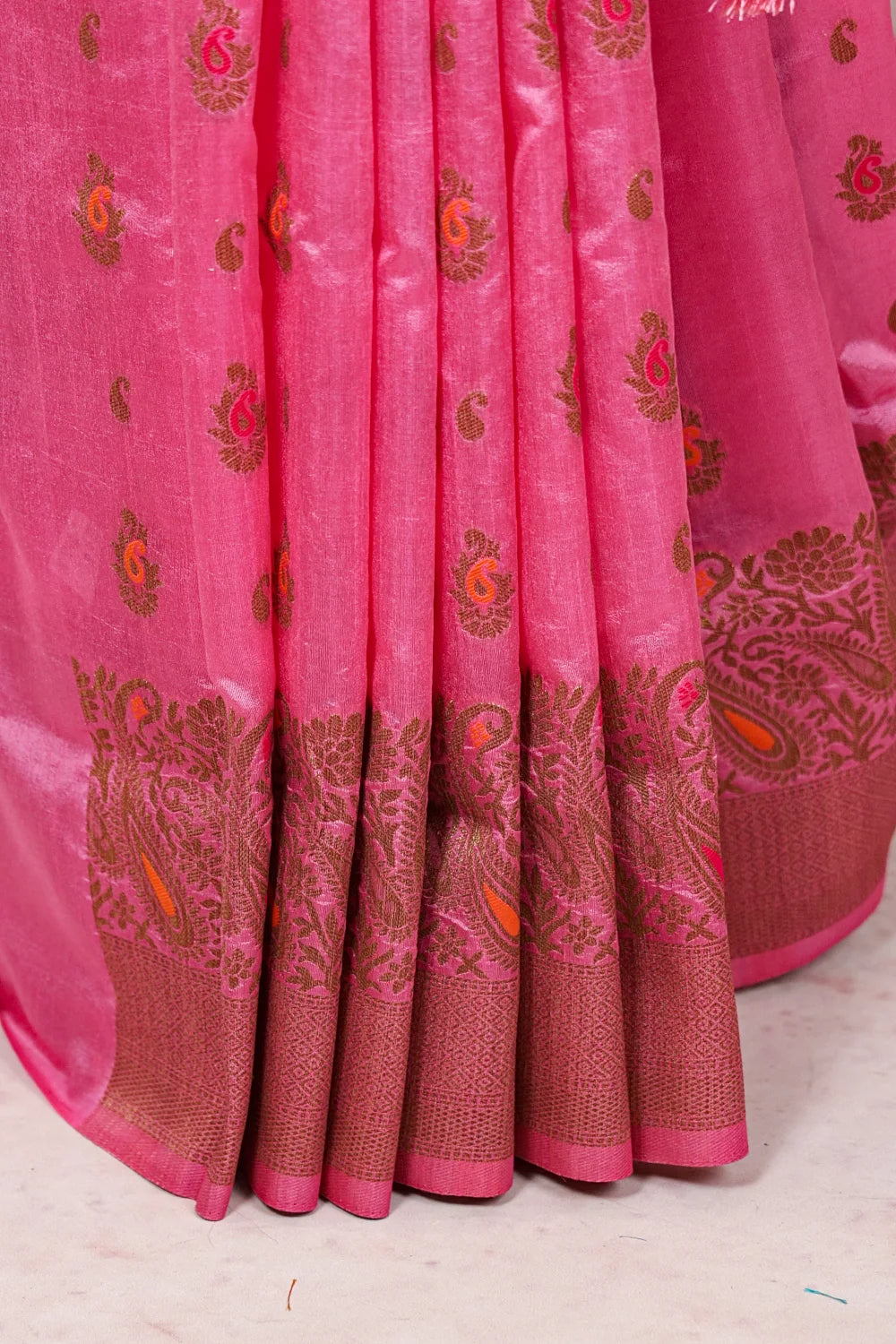 Pink Semi Banarasi Saree