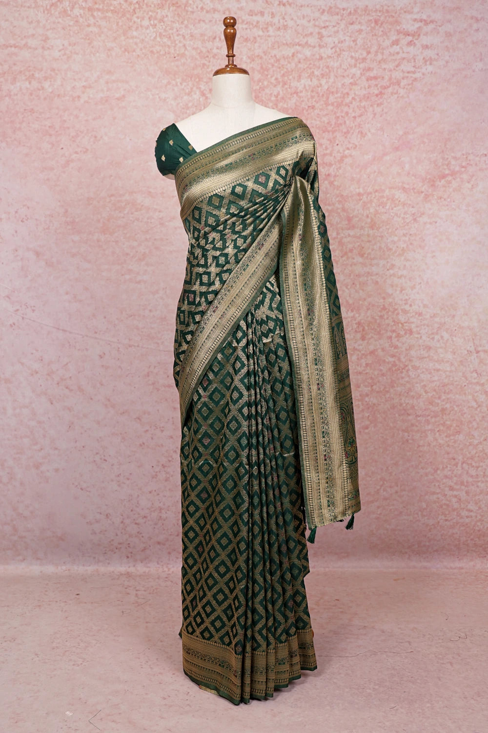 Dark Green Banarasi Saree