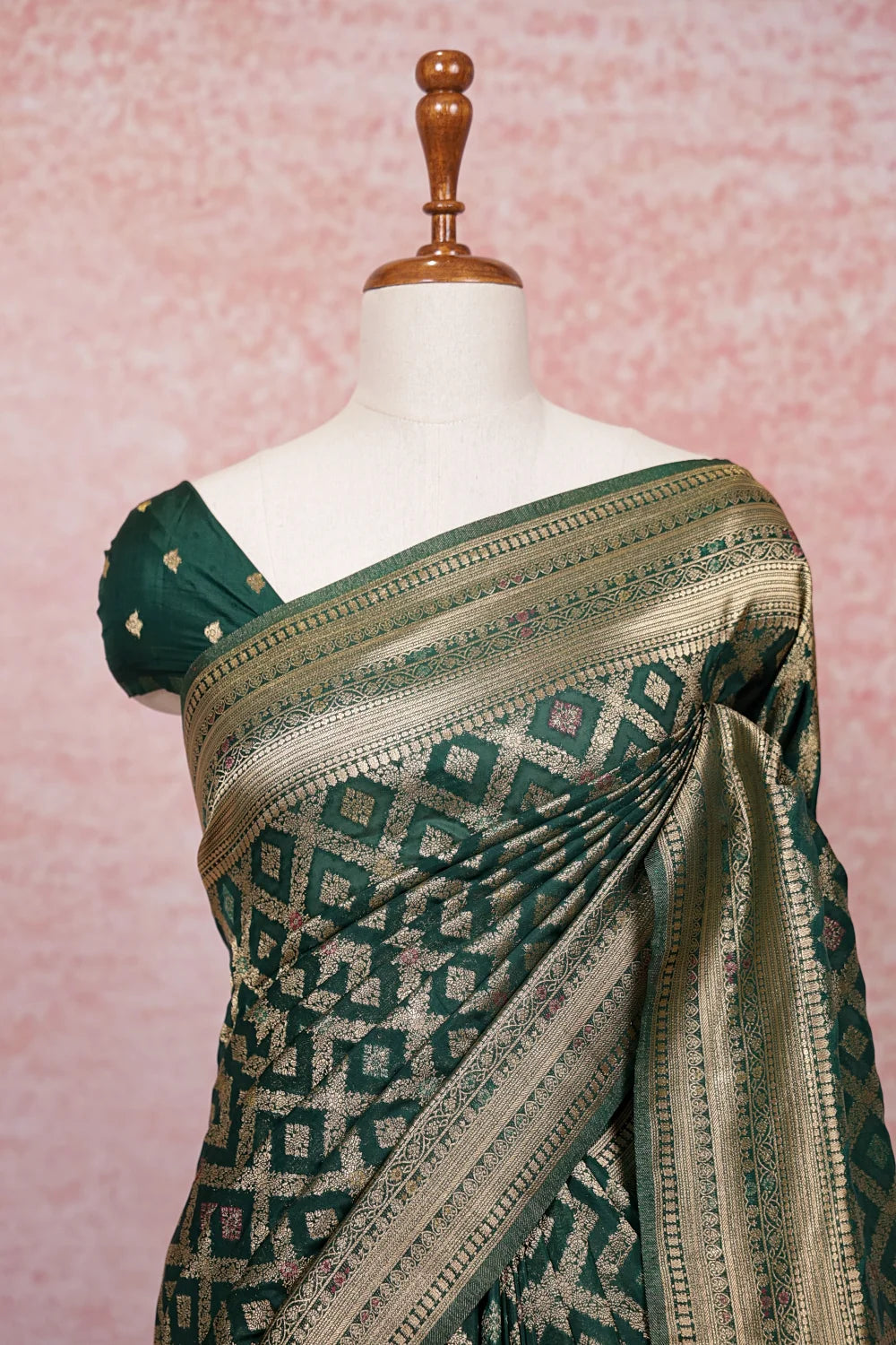 Dark Green Banarasi Saree