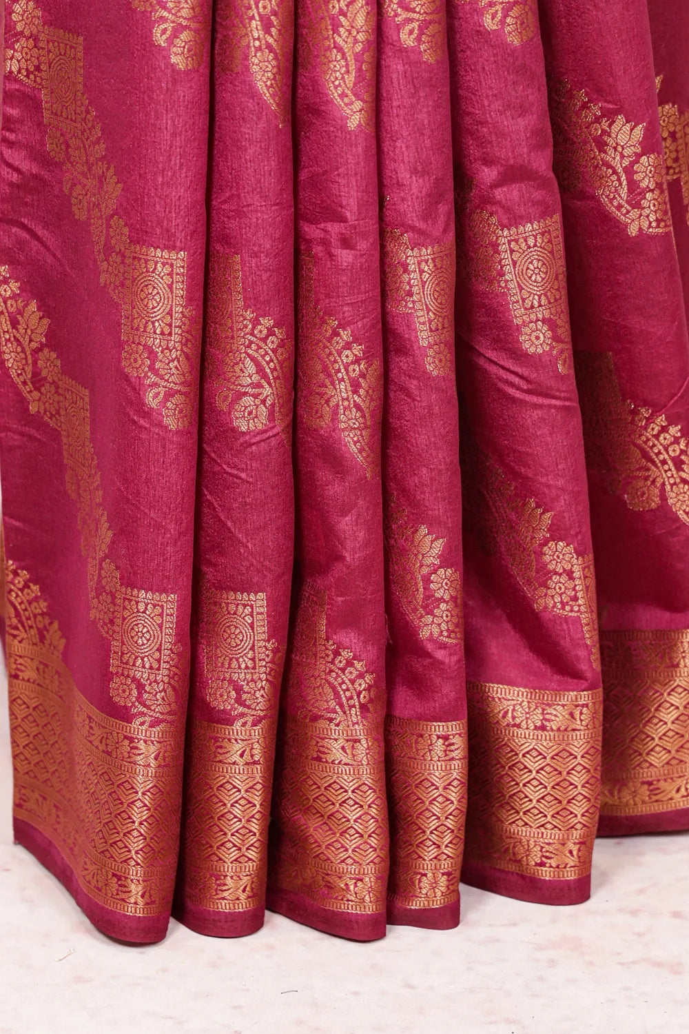 Wine Semi Banarasi Saree