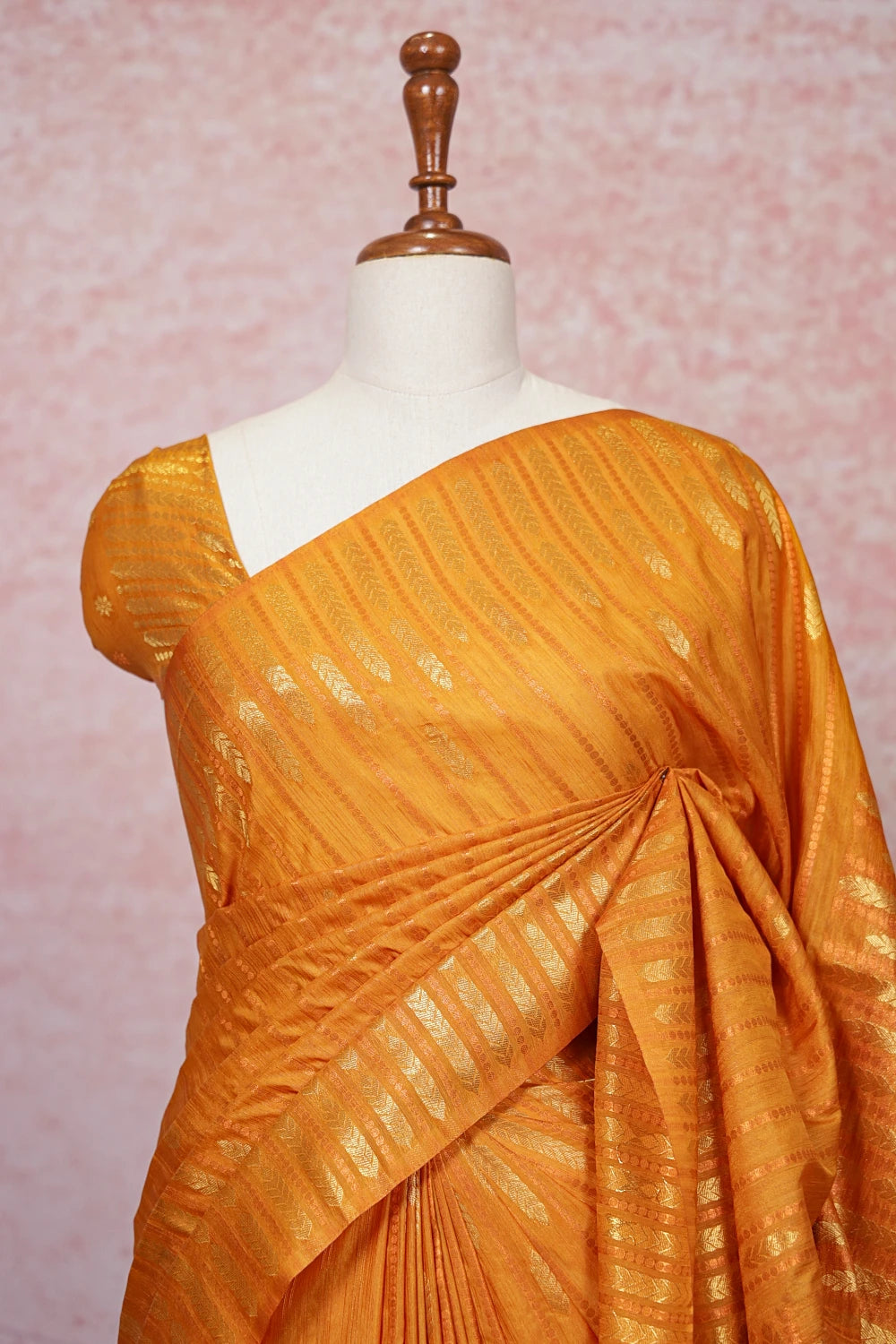 Mango Yellow Semi Banarasi Saree