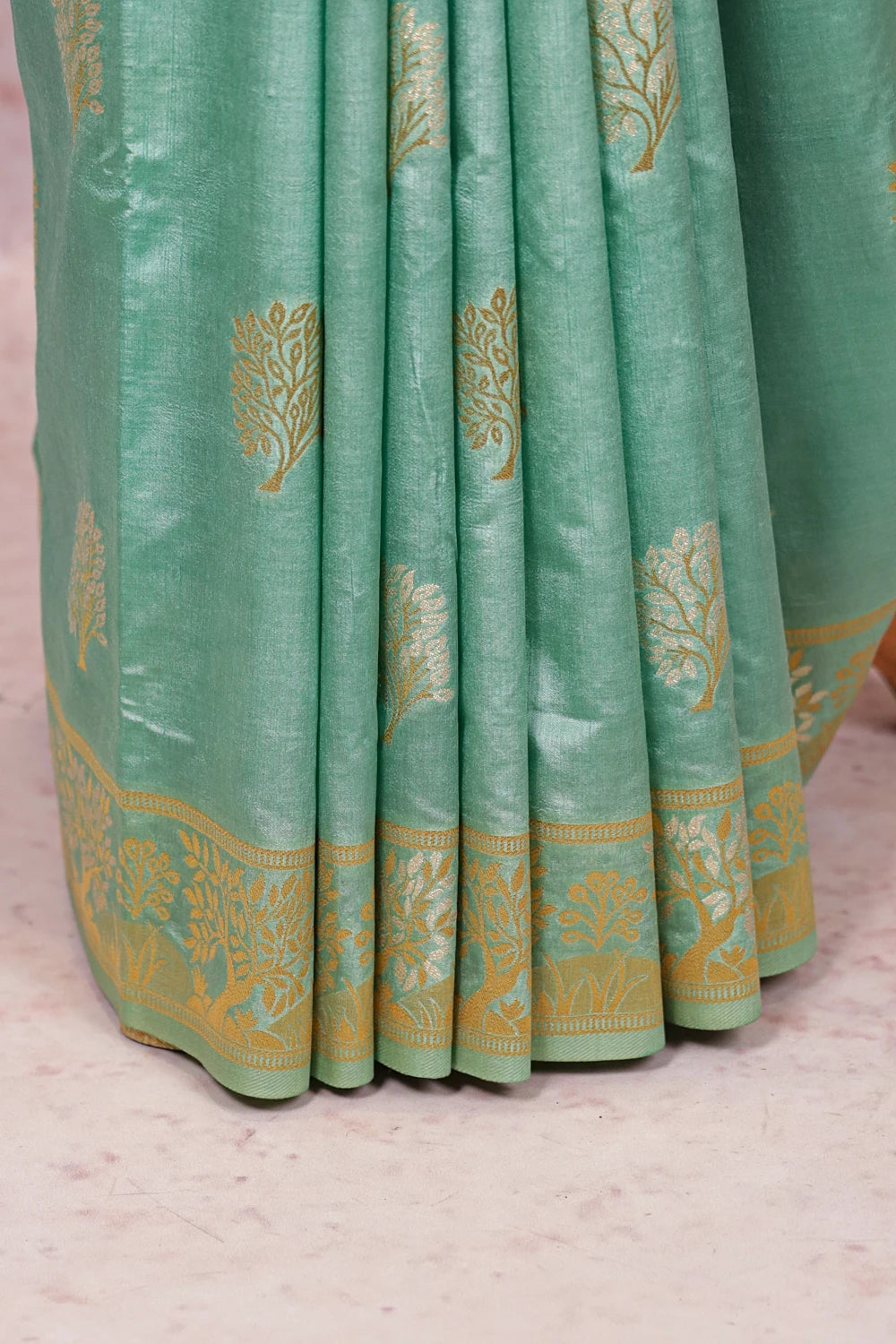 Sea Green Semi Banarasi Saree