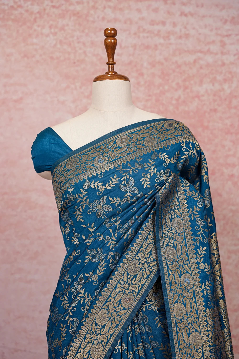 Blue Semi Banarasi Saree