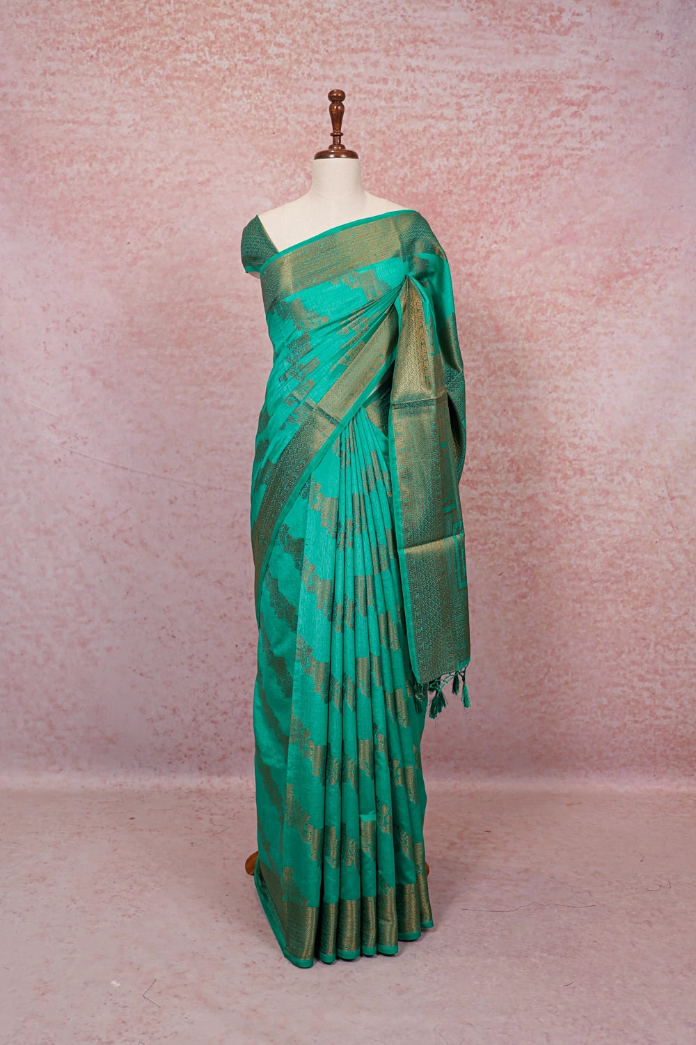 Green Semi Banarasi Saree