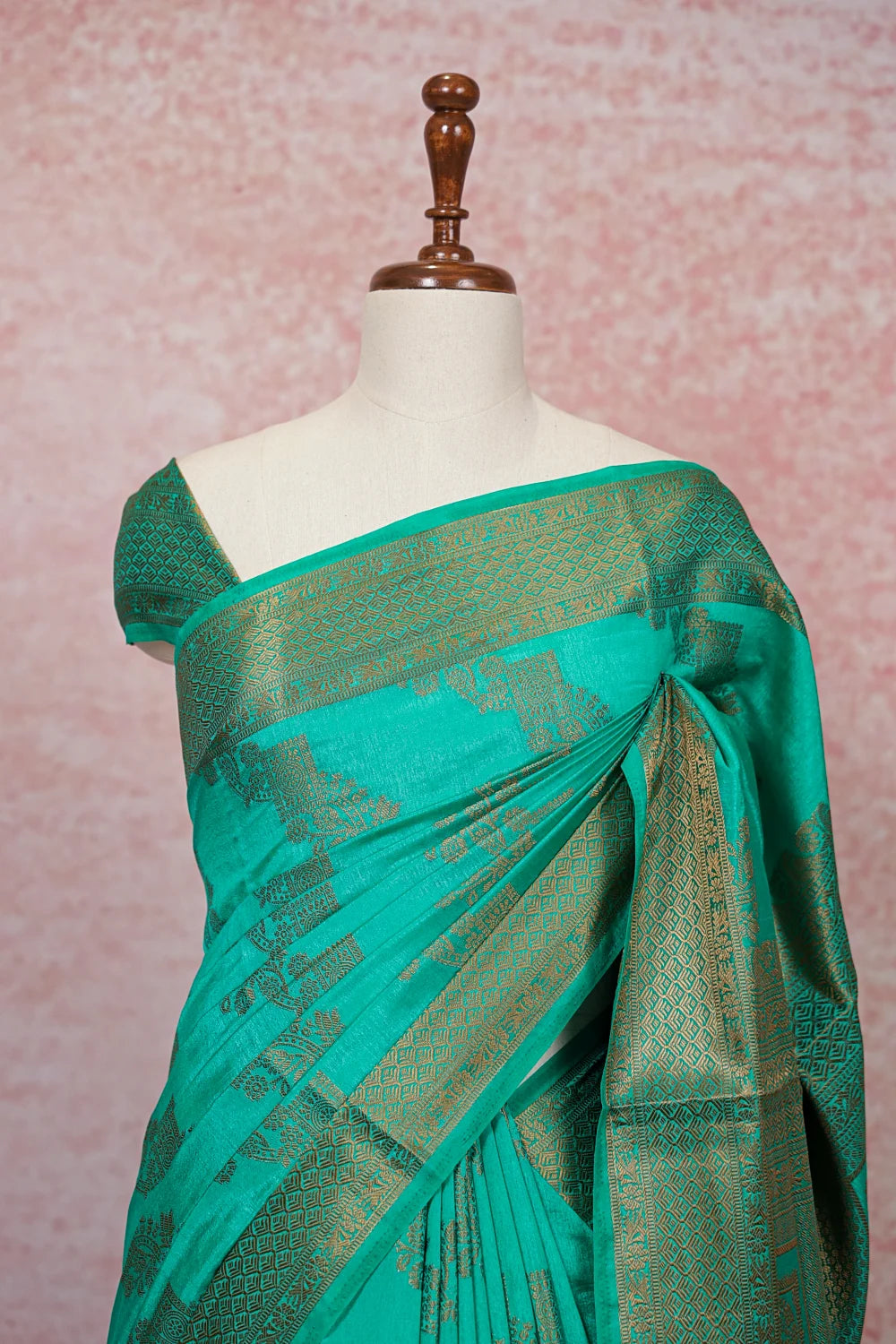 Green Semi Banarasi Saree