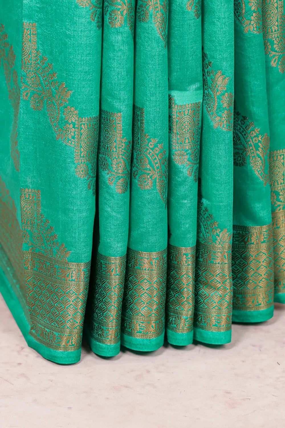 Green Semi Banarasi Saree