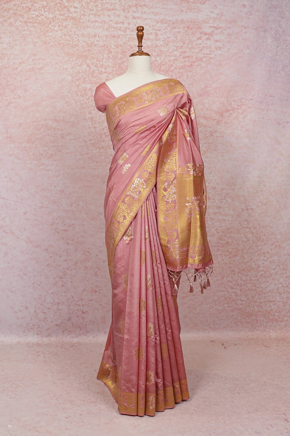 Onion Color Semi Silk Saree