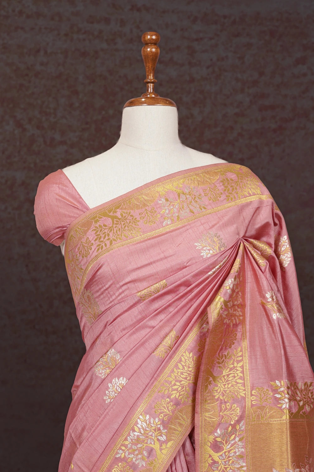 Onion Color Semi Silk Saree