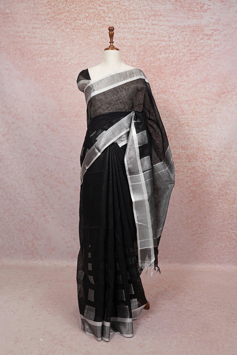 Black Linen Saree