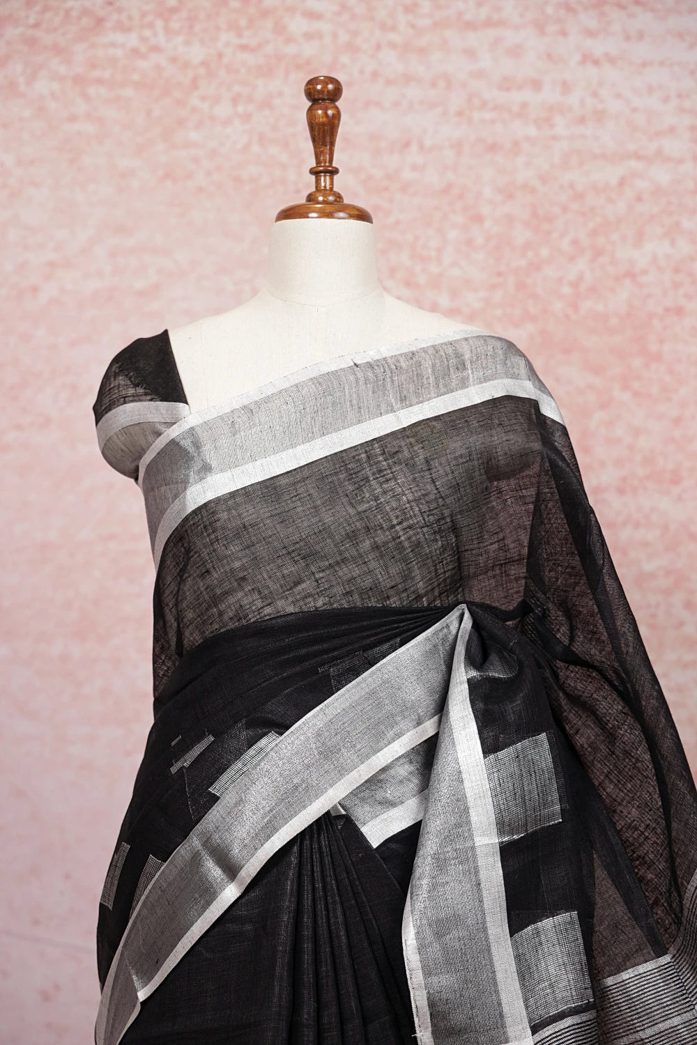 Black Linen Saree