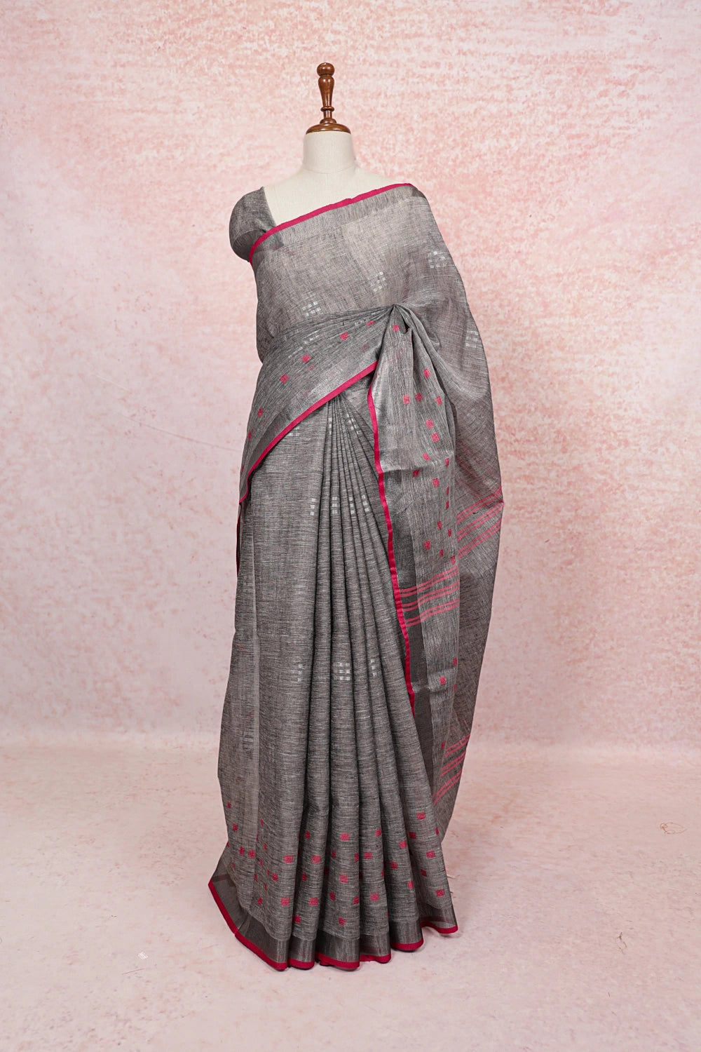 Grey Linen Saree