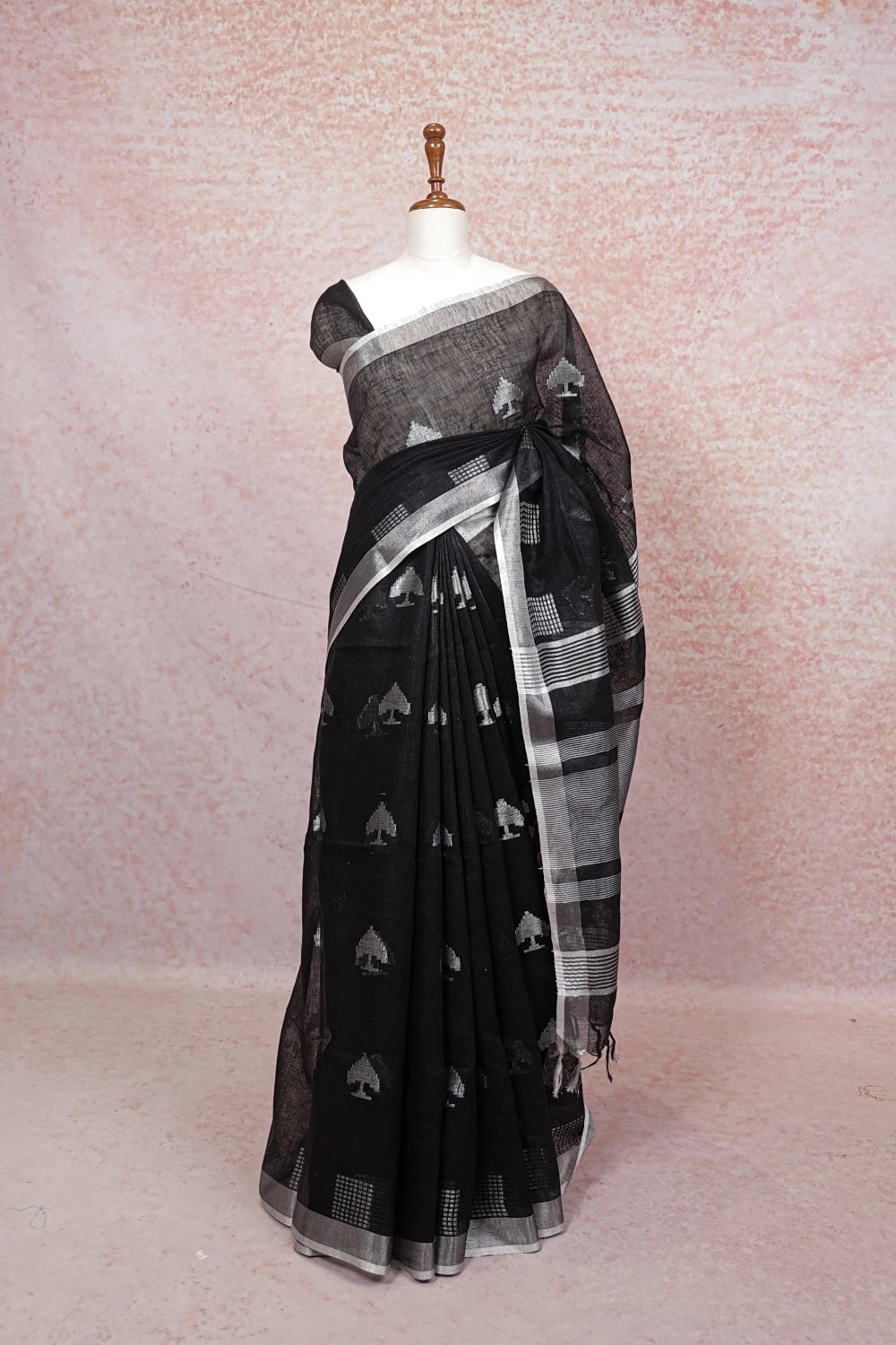 Black Linen Saree
