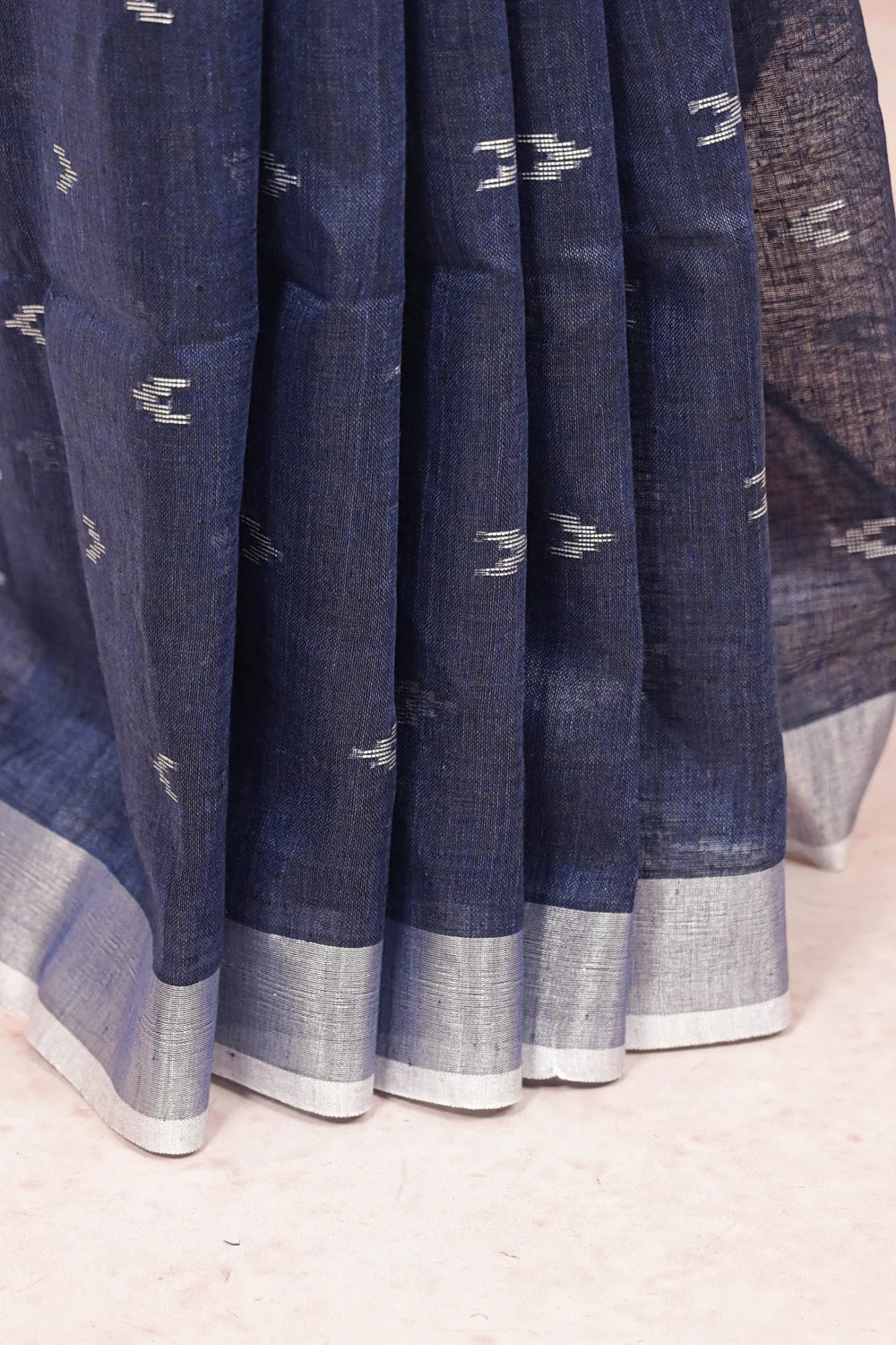 Navy Blue Linen Saree