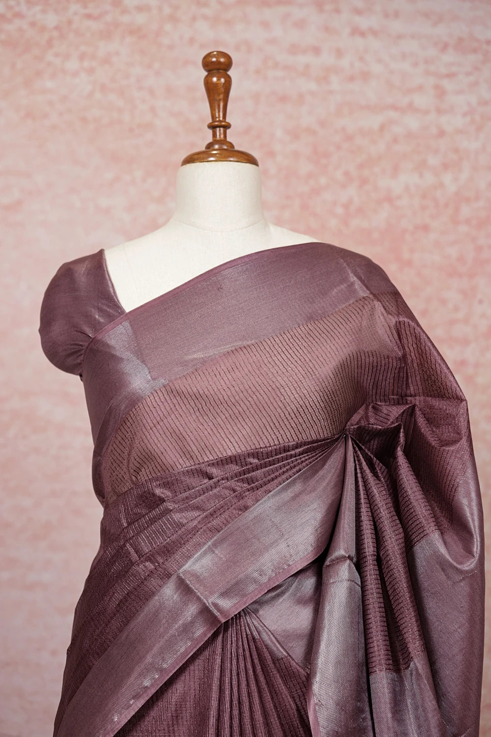 Wine Tussar Silk Saree