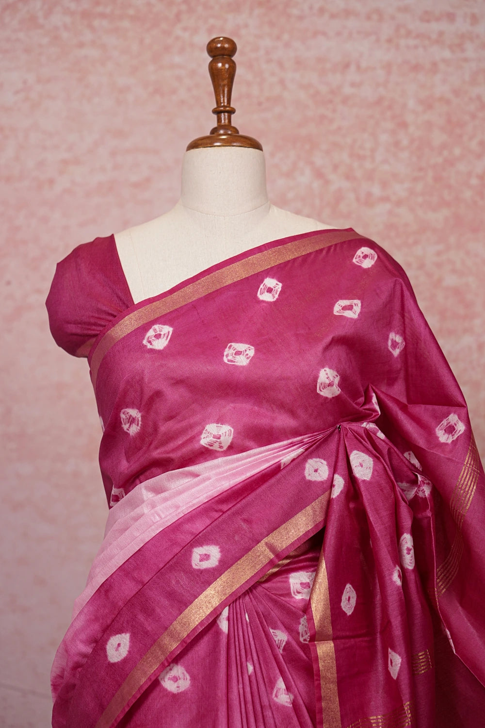 Baby Pink Semi Tussar Saree