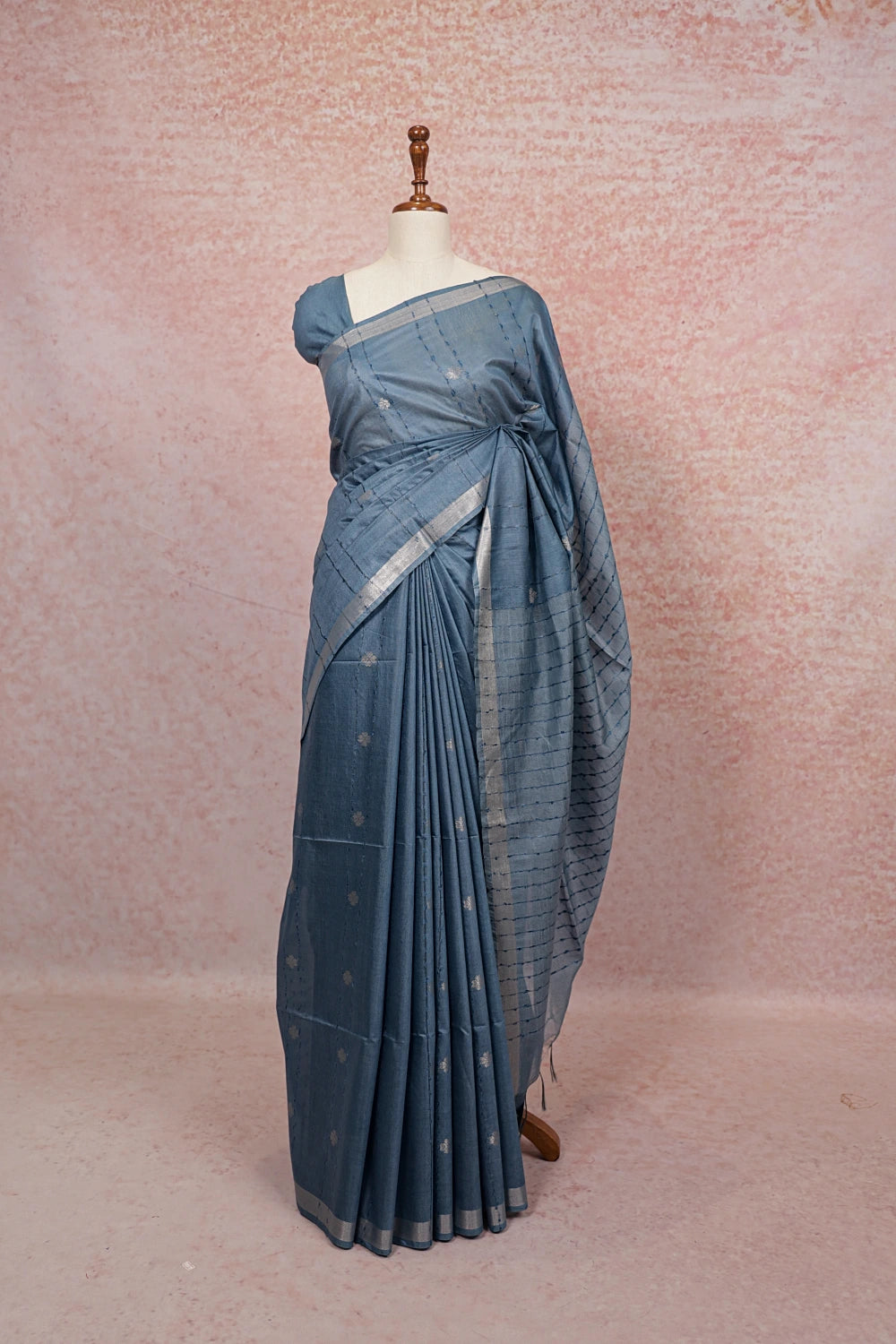 Light Blue Semi Tussar Saree