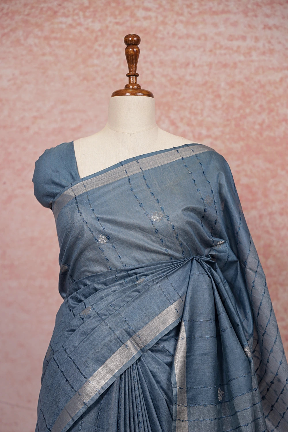 Light Blue Semi Tussar Saree