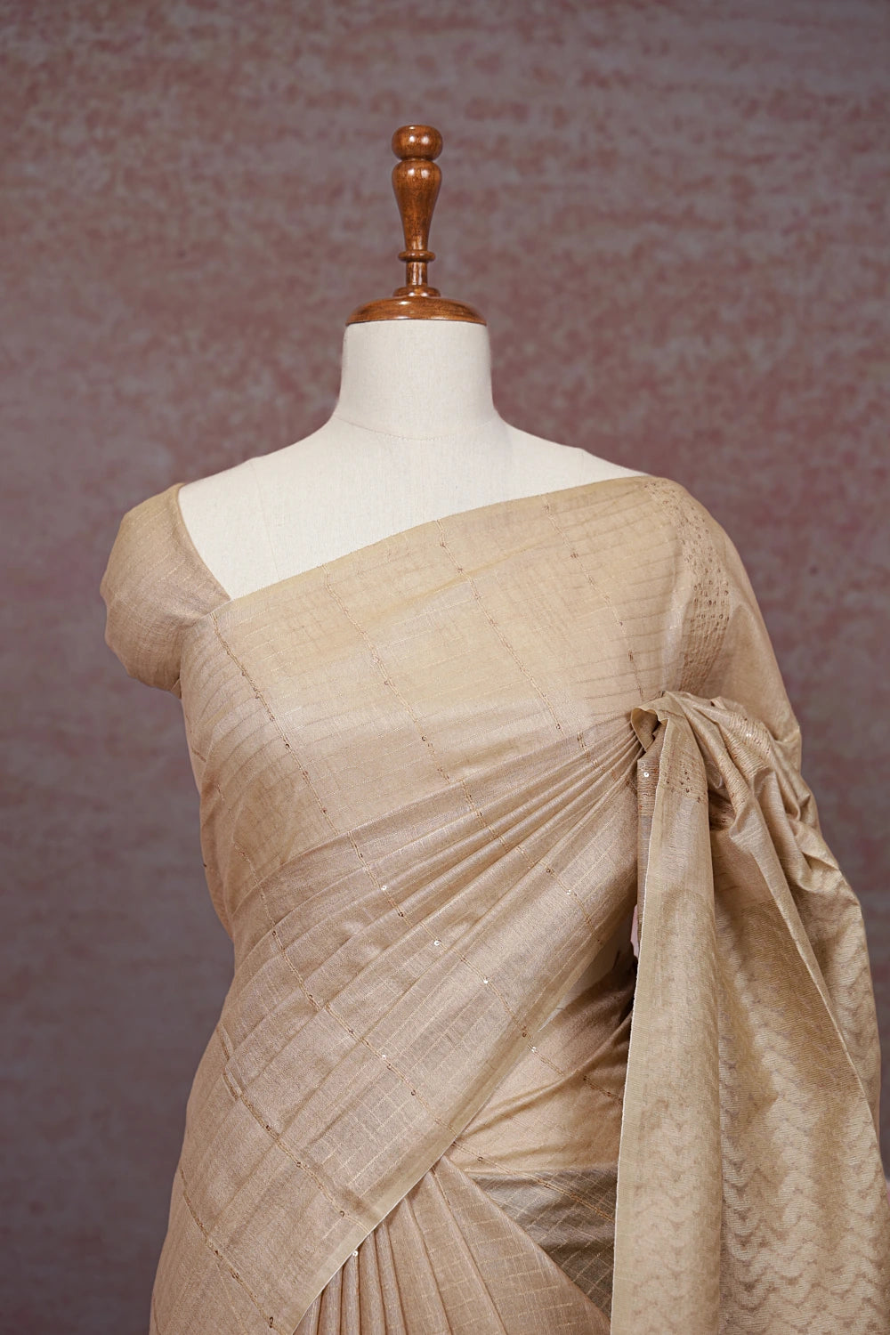 Cream Semi Tussar Saree