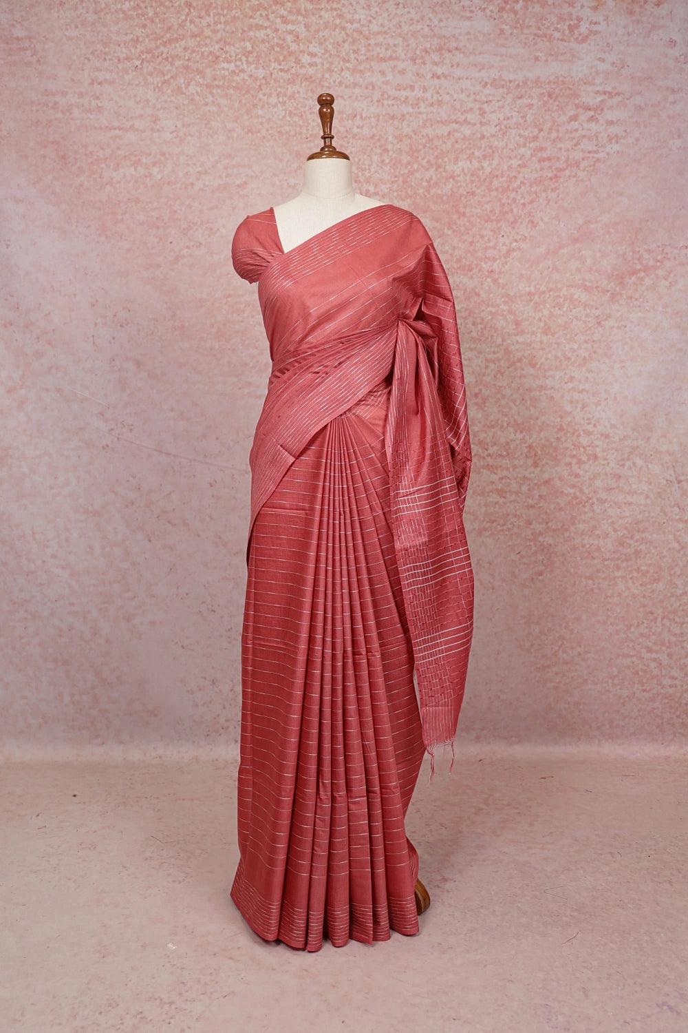 Peach Semi Tussar Saree