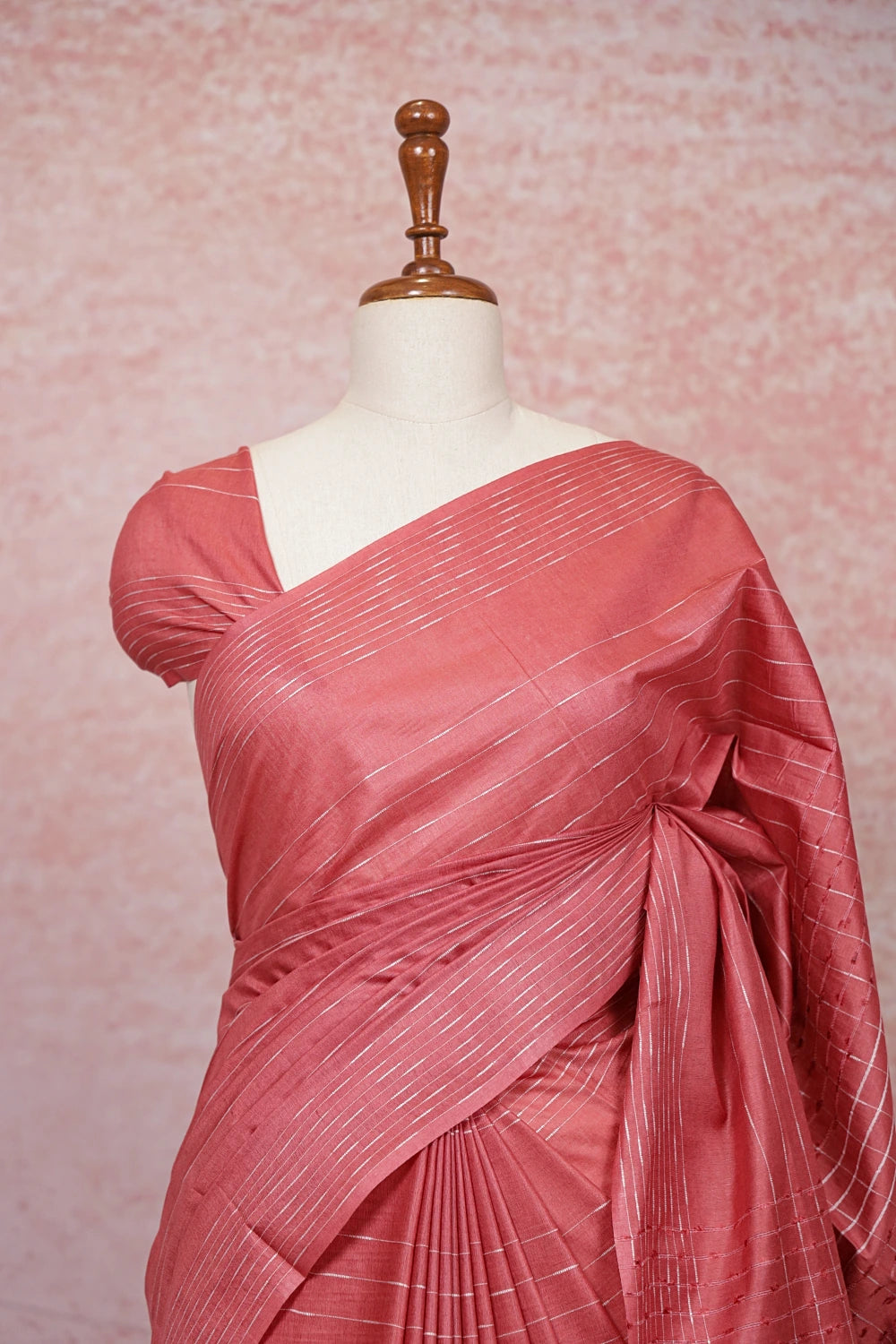 Peach Semi Tussar Saree