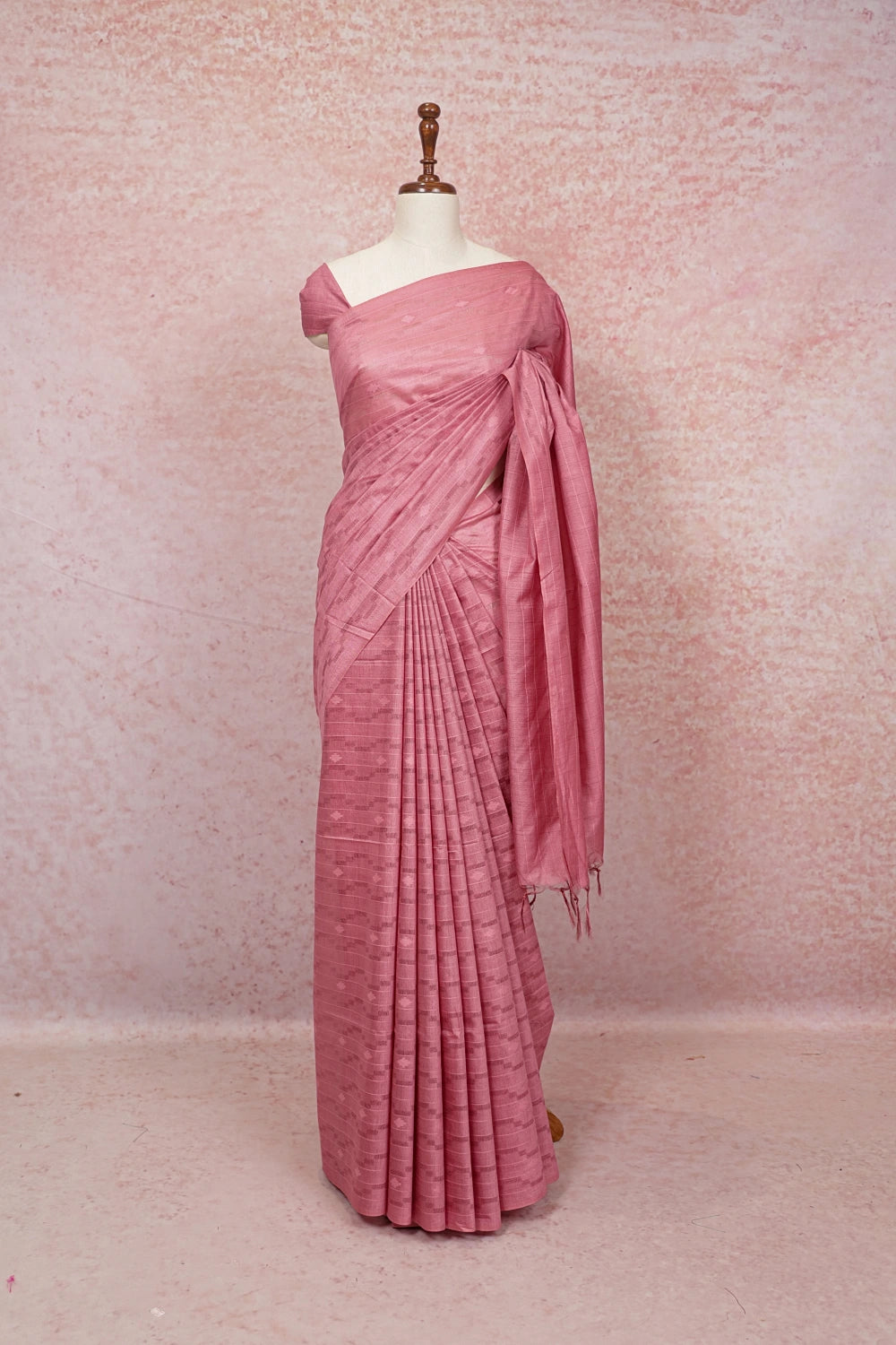 Baby Pink Semi Tussar Saree