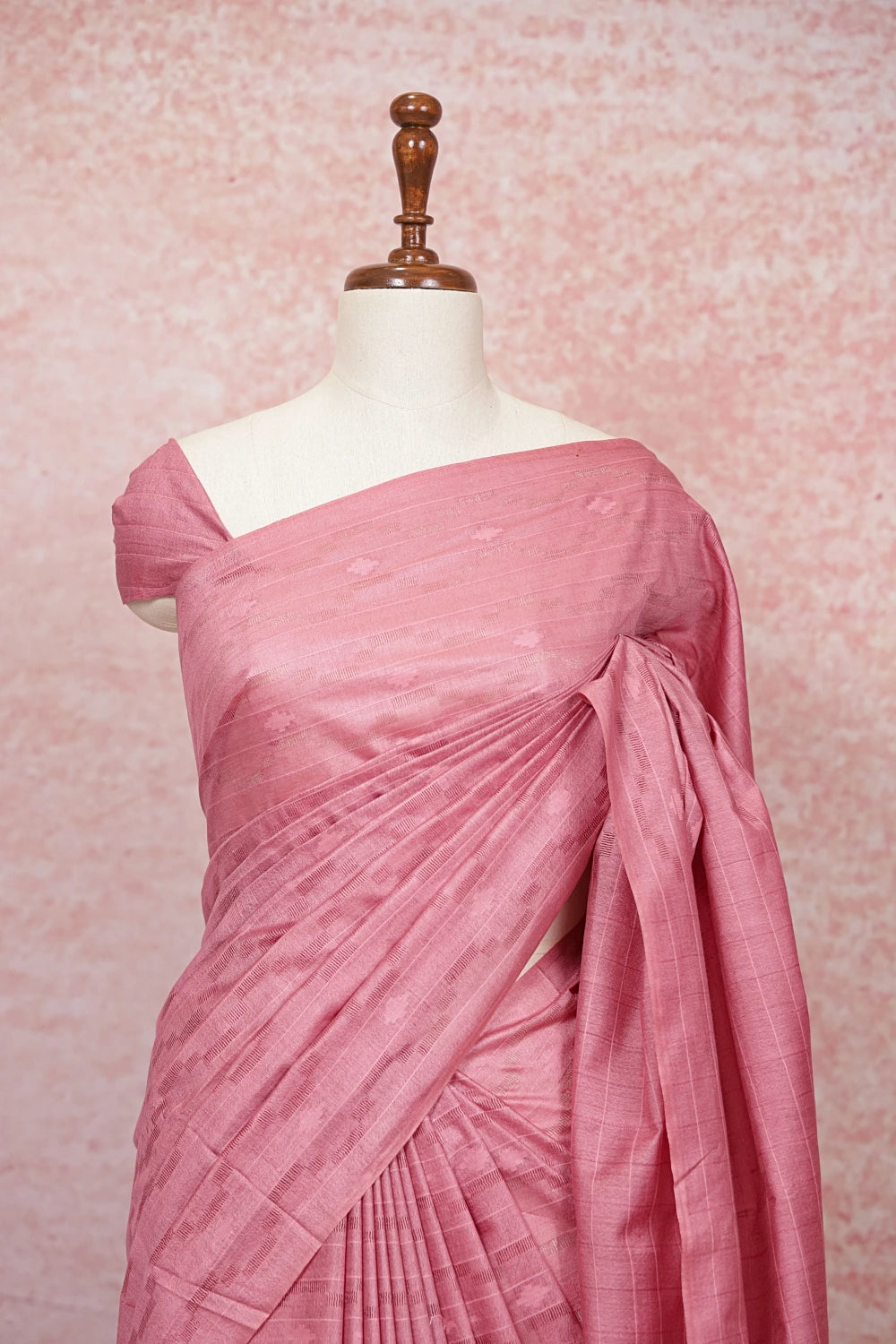 Baby Pink Semi Tussar Saree