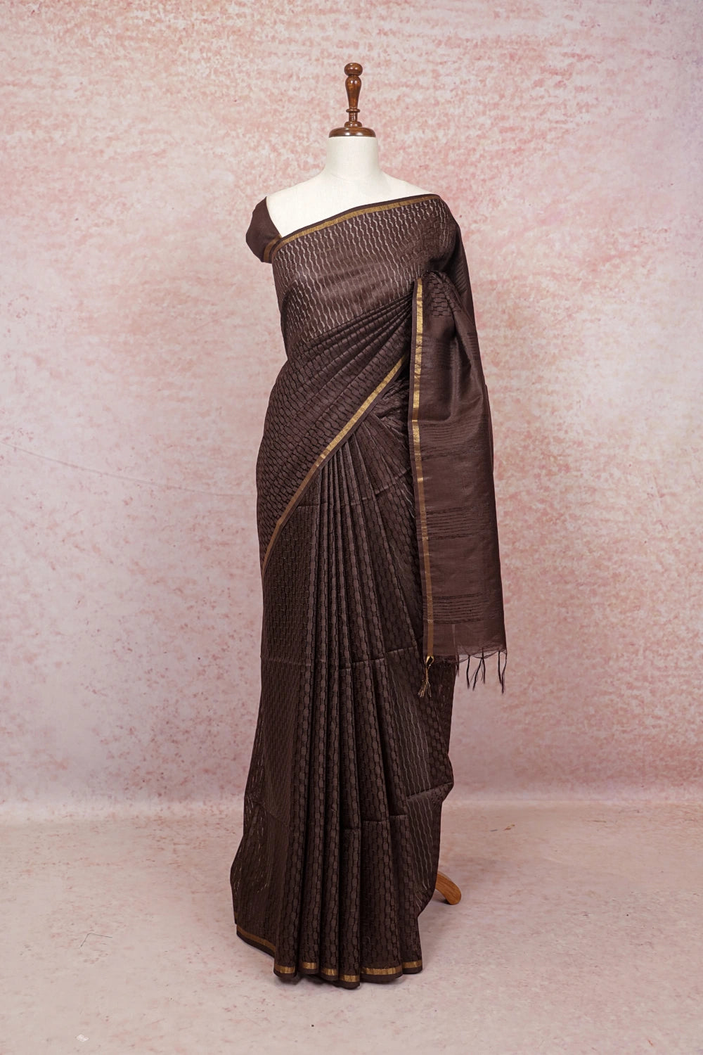 Coffee Brown Semi Tussar Saree