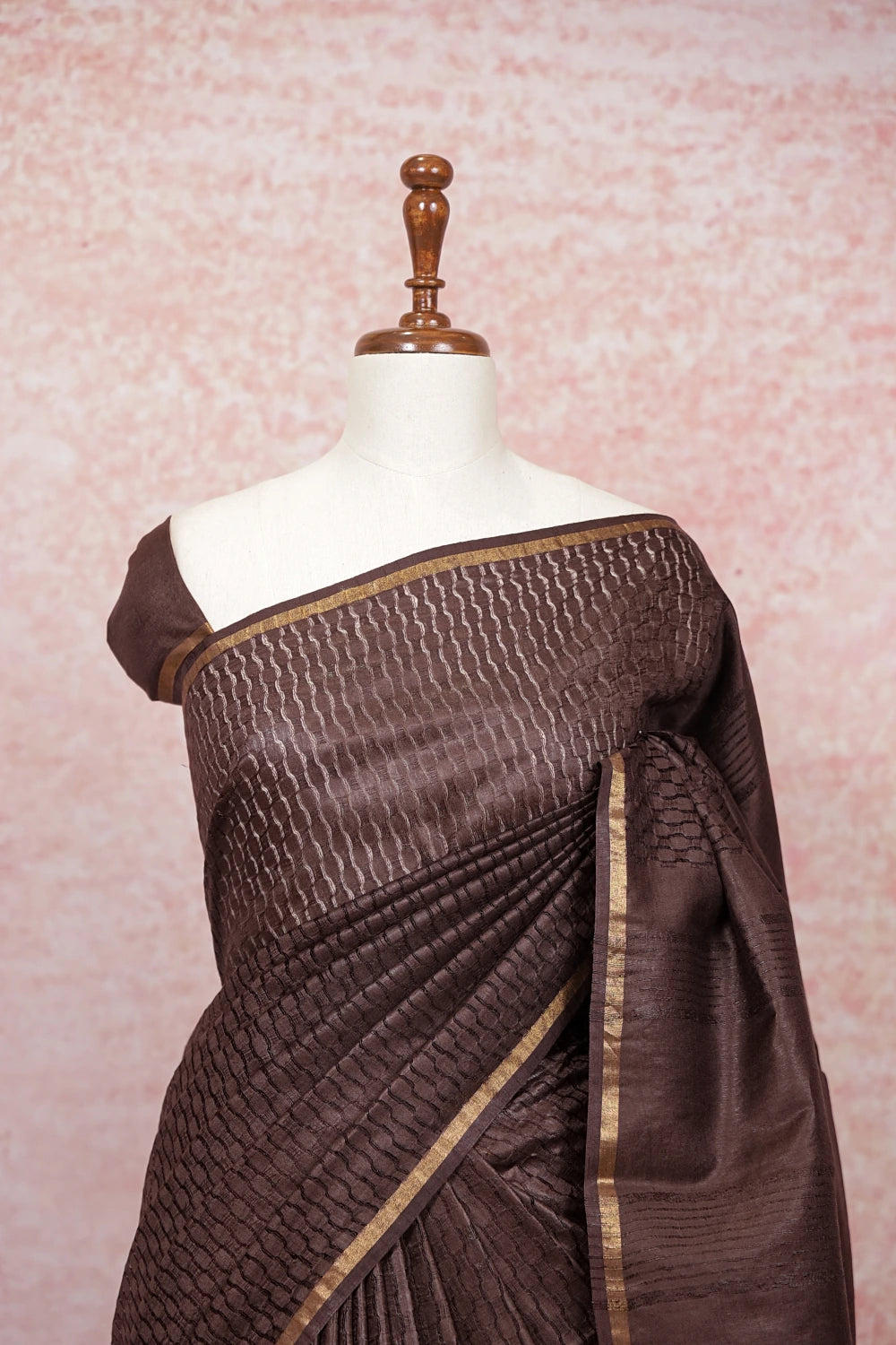 Coffee Brown Semi Tussar Saree