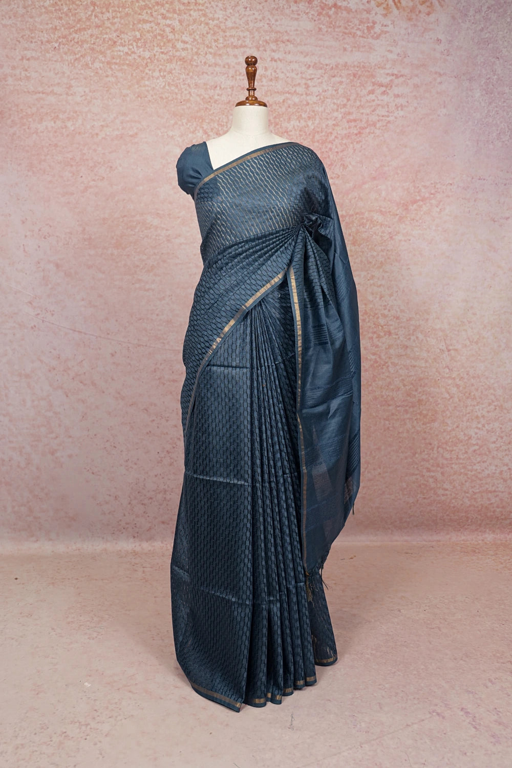 Blue Semi Tussar Saree