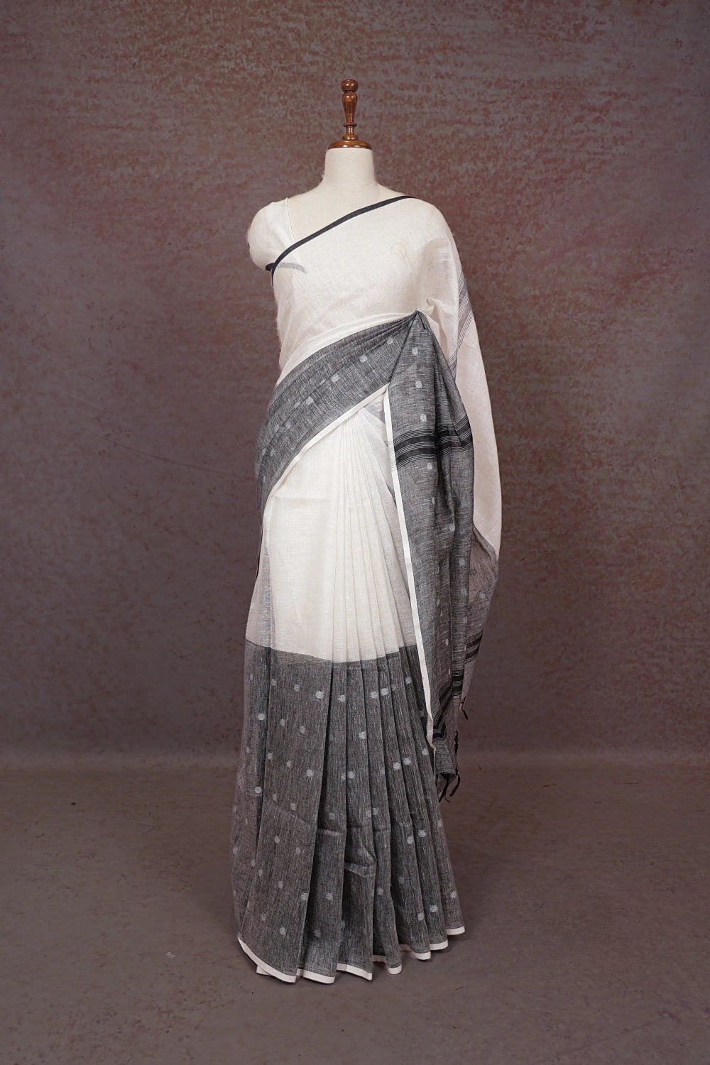 White Linen Saree