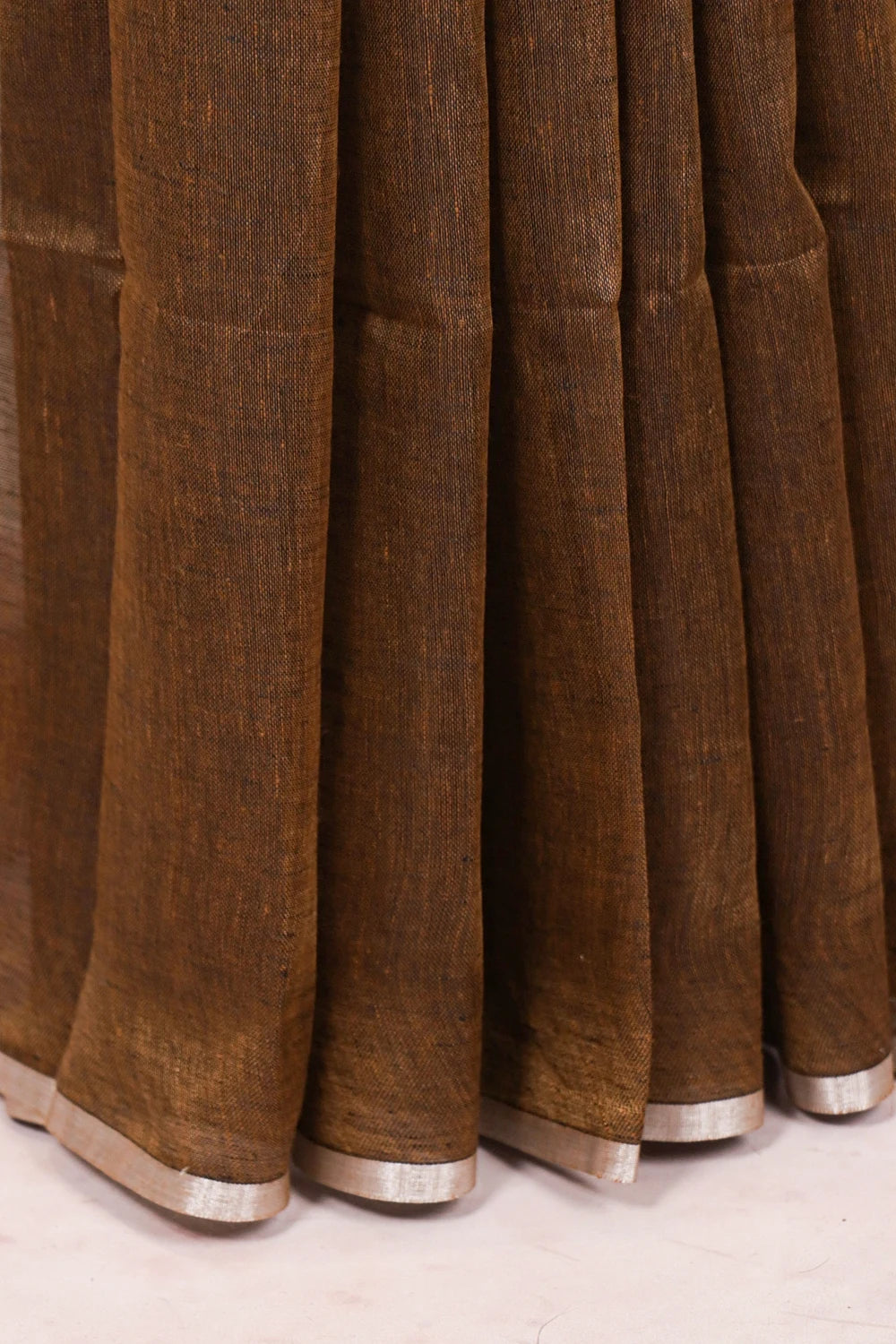 Brown Semi Linen Saree