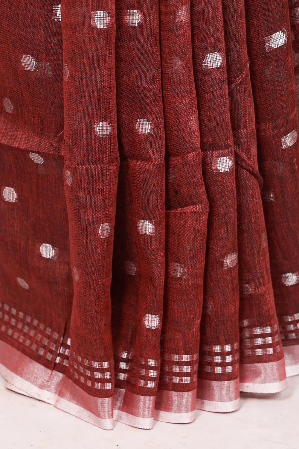 Maroon Semi Linen Saree