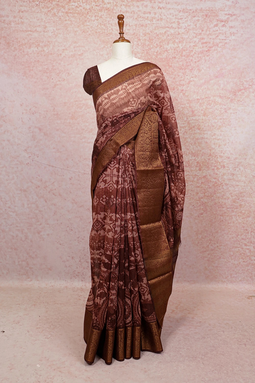 Coffee Brown Semi Jute Saree