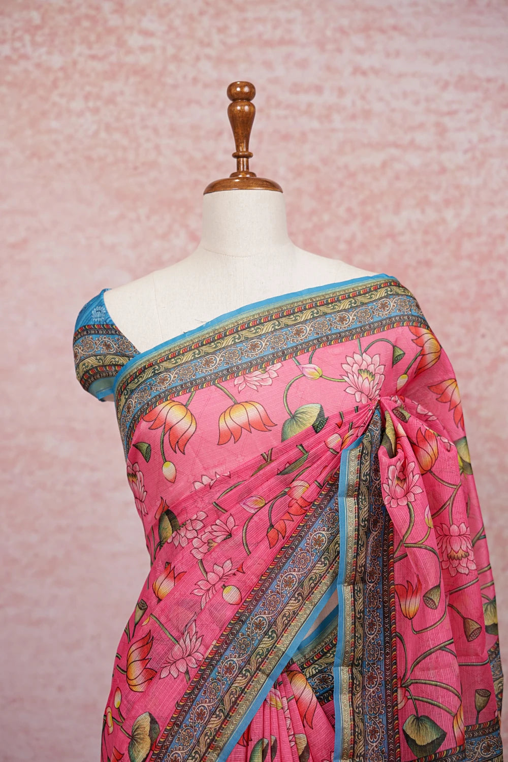 Peach Pink Kota Saree